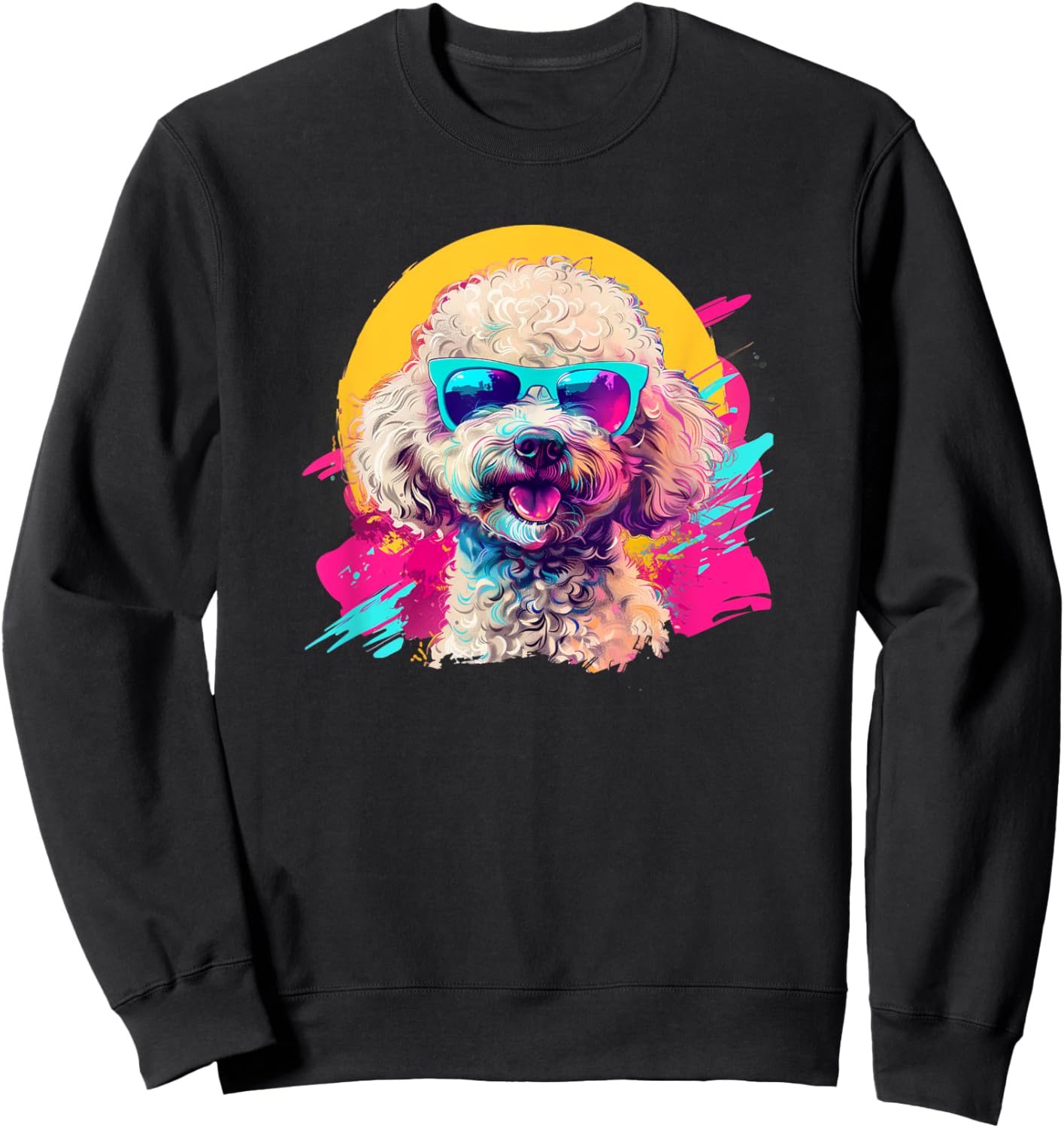 Cute Funny Retro Vintage 80s Poodle Lover Sweatshirt - Sweatshirt | Black