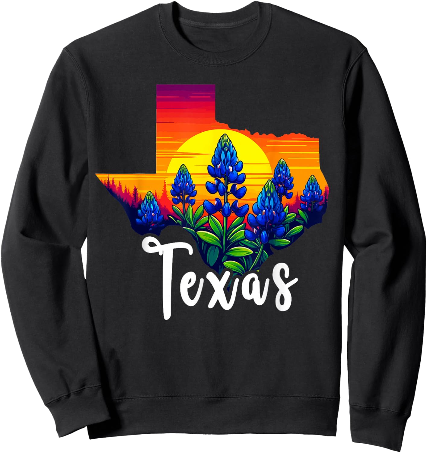 Texas Bluebonnet Sunset Lover Texas Wildflower Bluebonnets Sweatshirt - Sweatshirt | Black