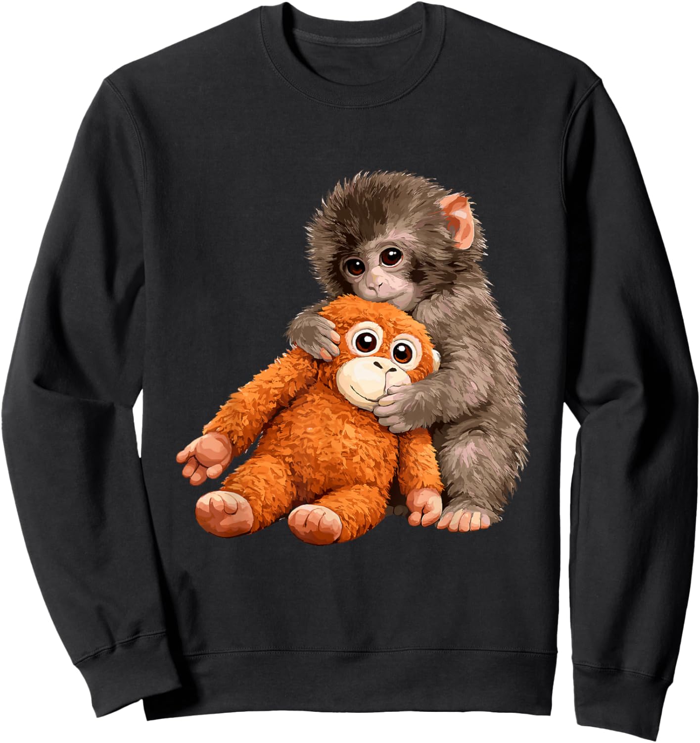 Cute Monkey Punch Baby Japanese Monkey Sweatshirt - Sweatshirt | Black