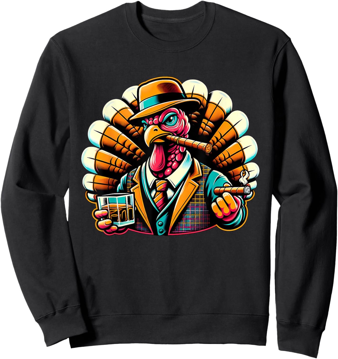 Turkey Cigar And Whiskey Sweatshirt - Sweatshirt | Black