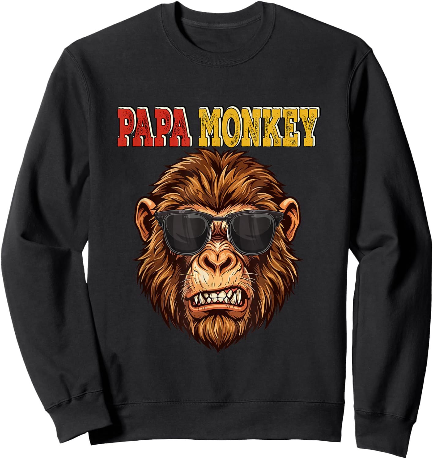 Papa Costume Monkey Sunglasses Father's Day Funny Family Sweatshirt - Sweatshirt | Black
