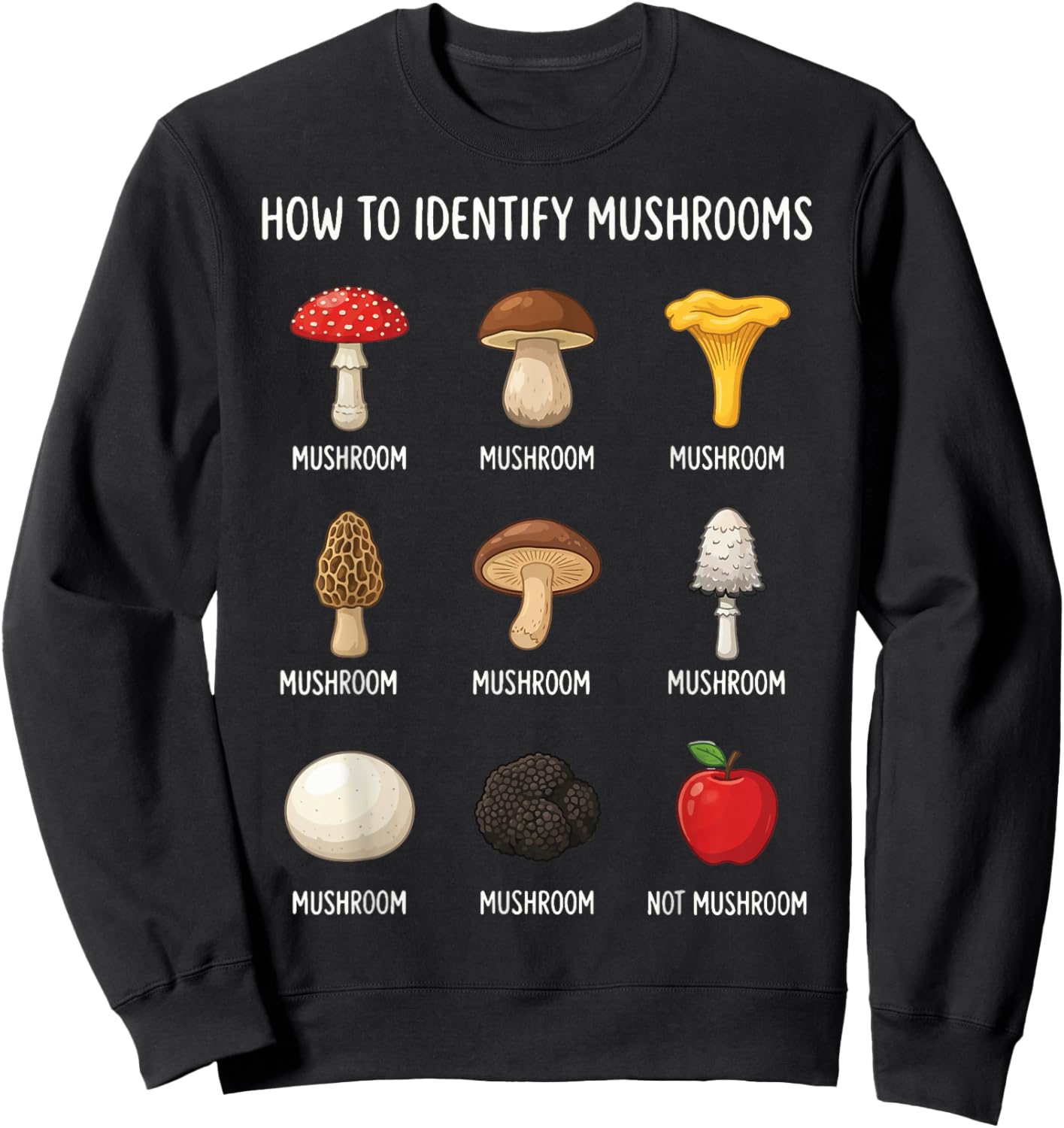 How to Identify Mushrooms Sweatshirt - Sweatshirt | Black