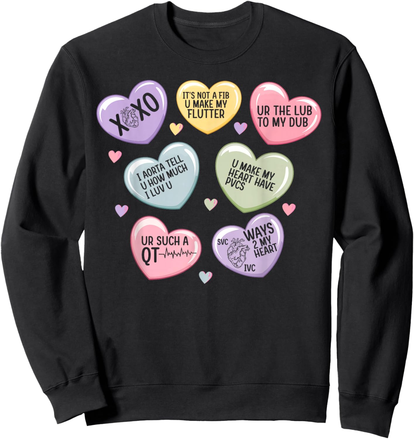 Cardiology Heart Cardiac Nurse Valentine Cardiologist Sweatshirt - Sweatshirt | Black