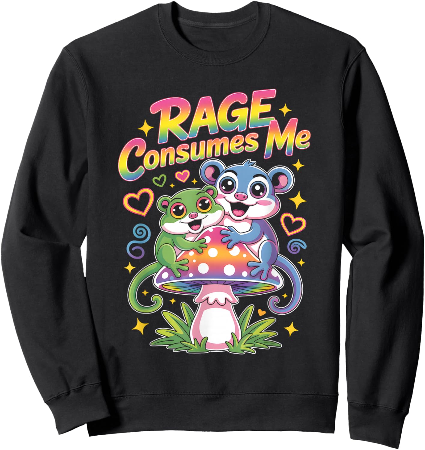 Rage Consumes Me T Shirt Cute Possum Meme Sweatshirt - Sweatshirt | Black