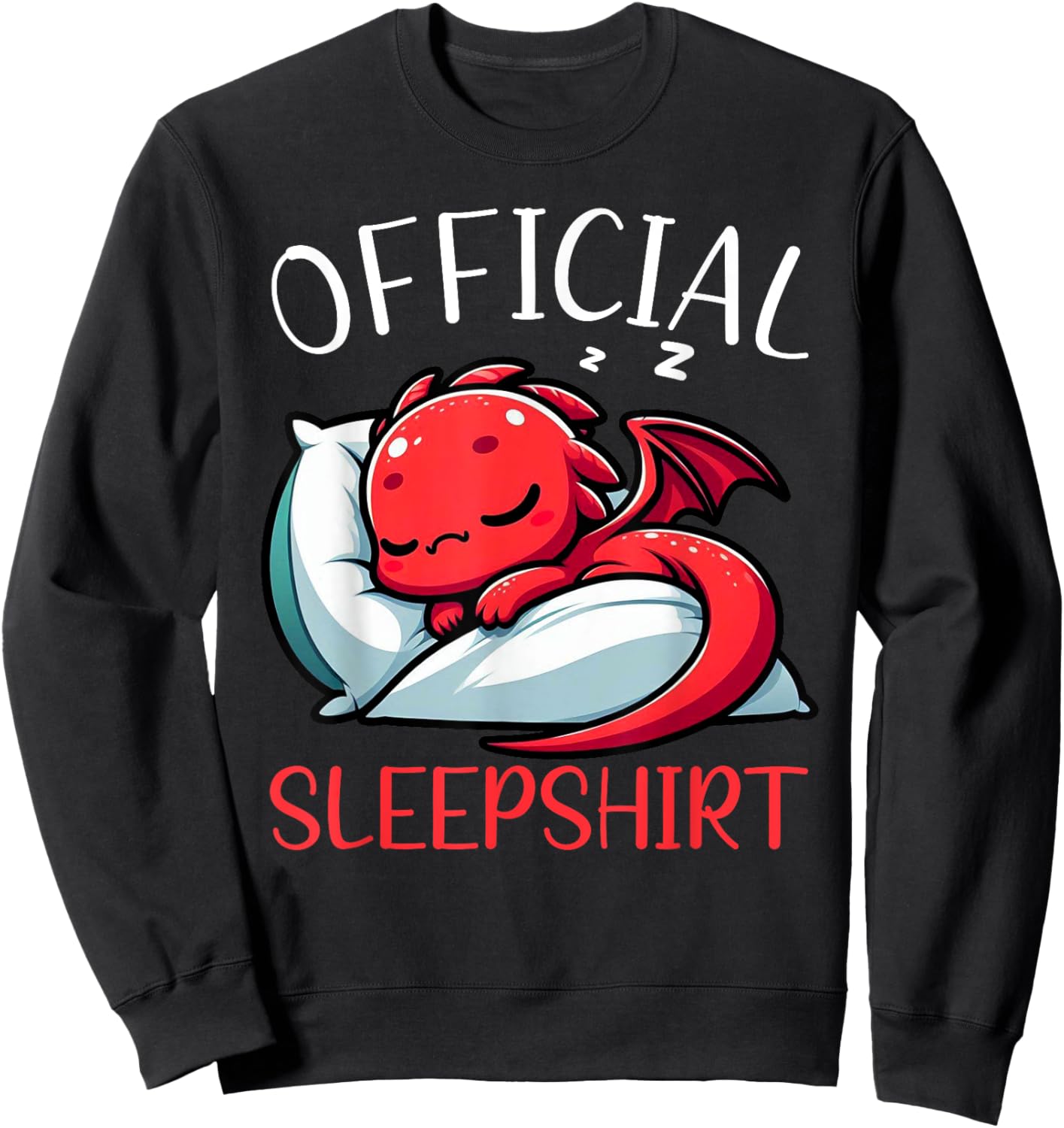 Official Sleepshirt Dragon Cute Lazy Sleepyhead Nightcap Sweatshirt - Sweatshirt | Black
