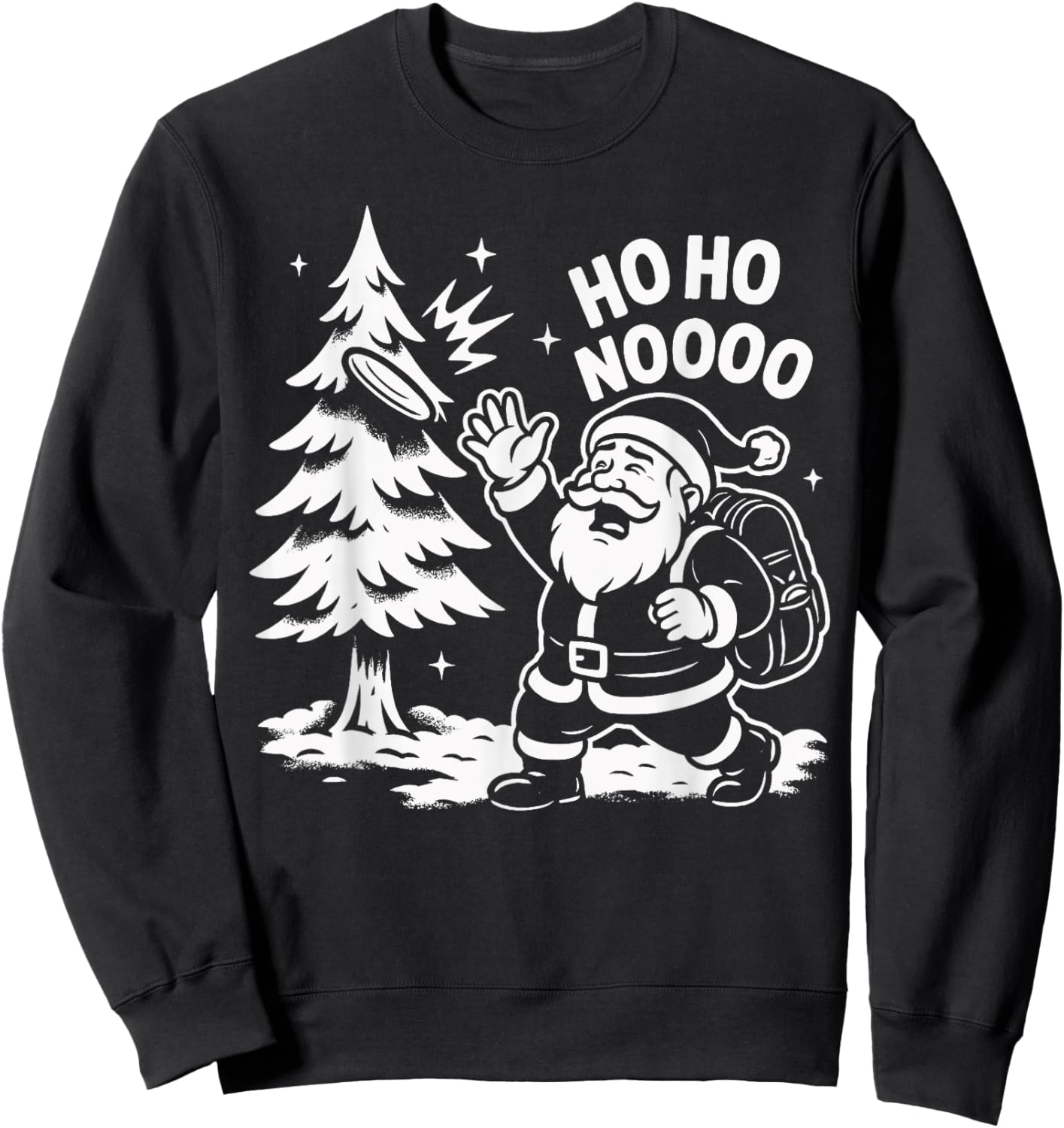 Santa Disc Fun Golf Ho Ho Noooo Holiday Sweatshirt - Sweatshirt | Black