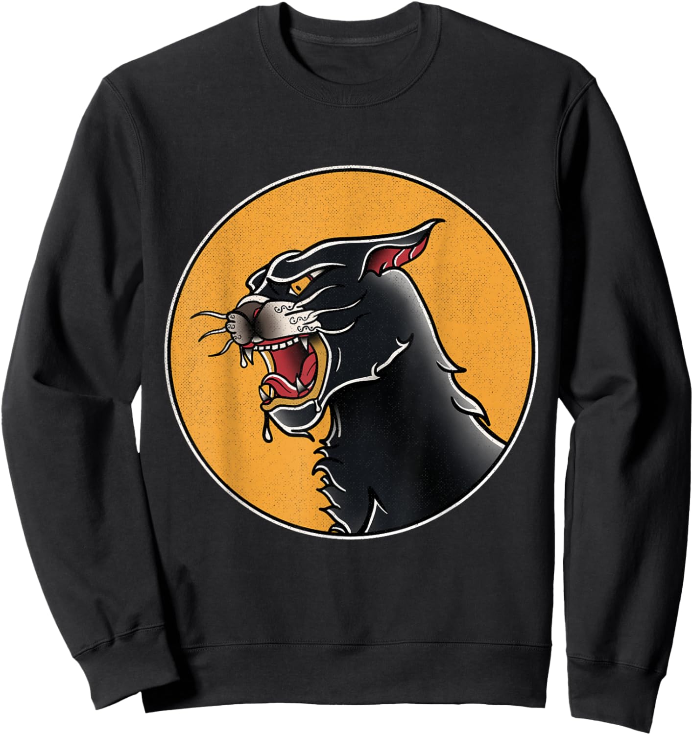Vintage American Traditional Panther Tattoo Sweatshirt - Sweatshirt | Black