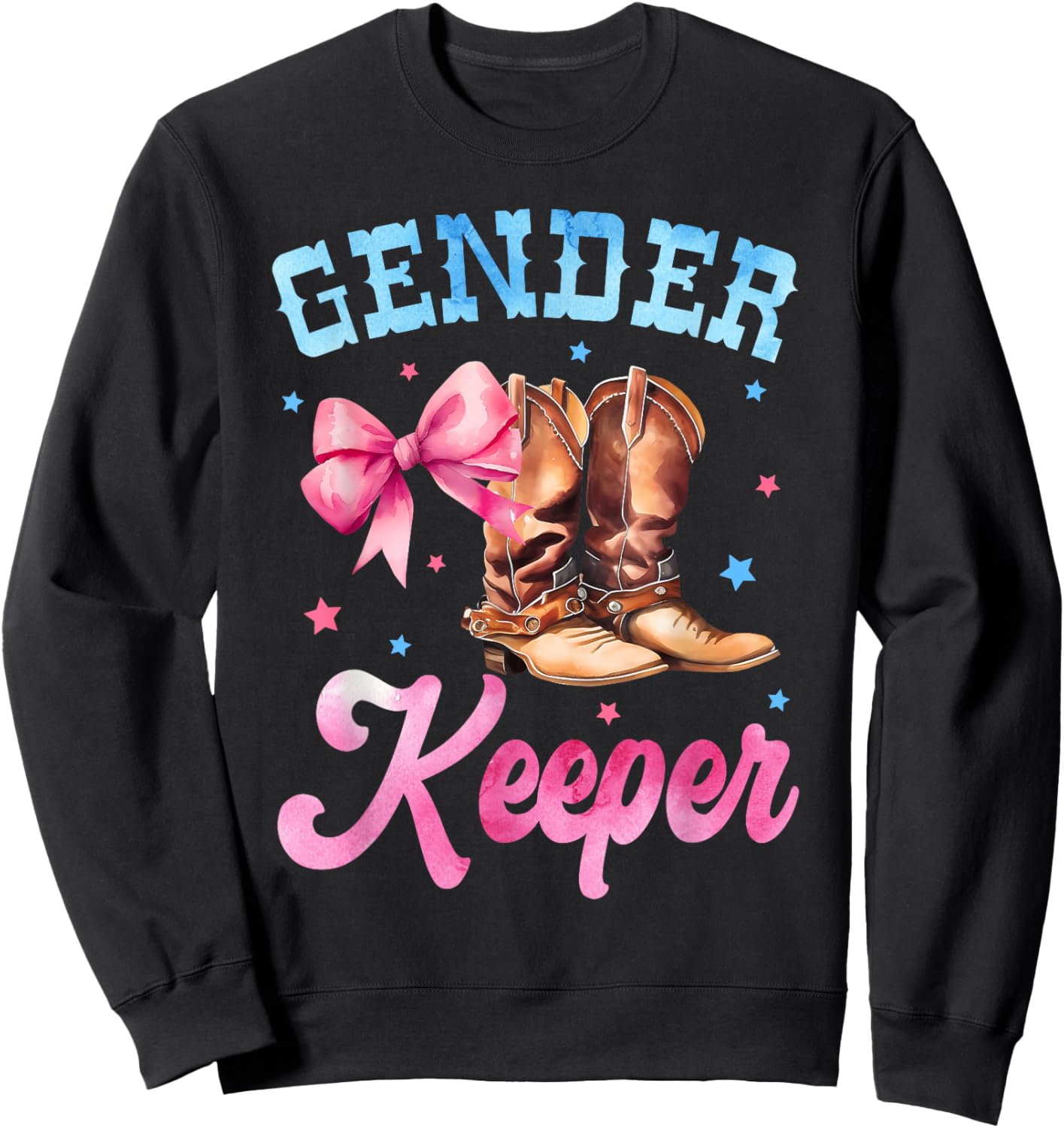 Boots or Bows Gender Reveal Decorations Keeper of the Gender Sweatshirt - Sweatshirt | Black