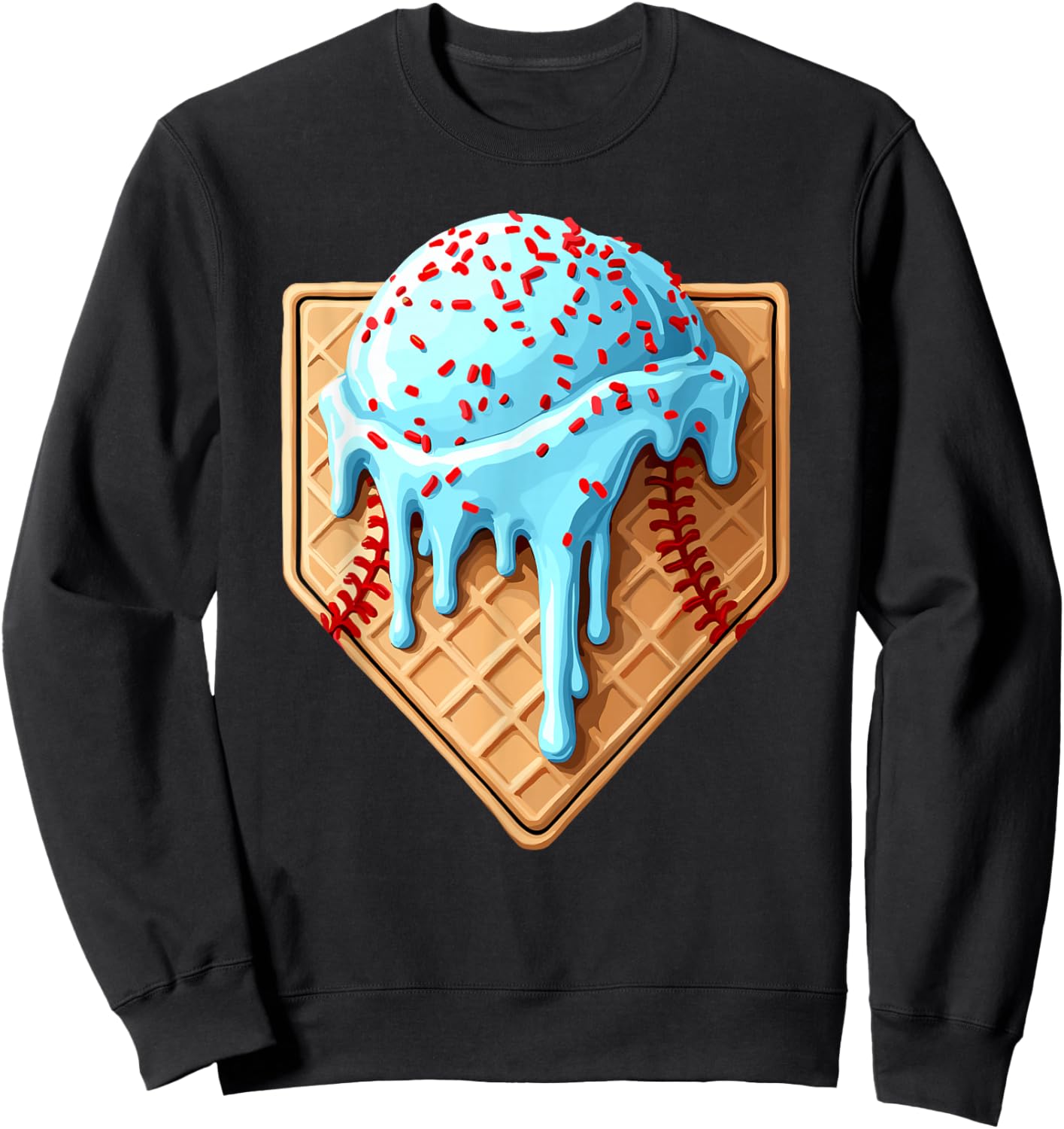 Ice Cream Baseball Drip Home Plate Dripping Sweatshirt - Sweatshirt | Black