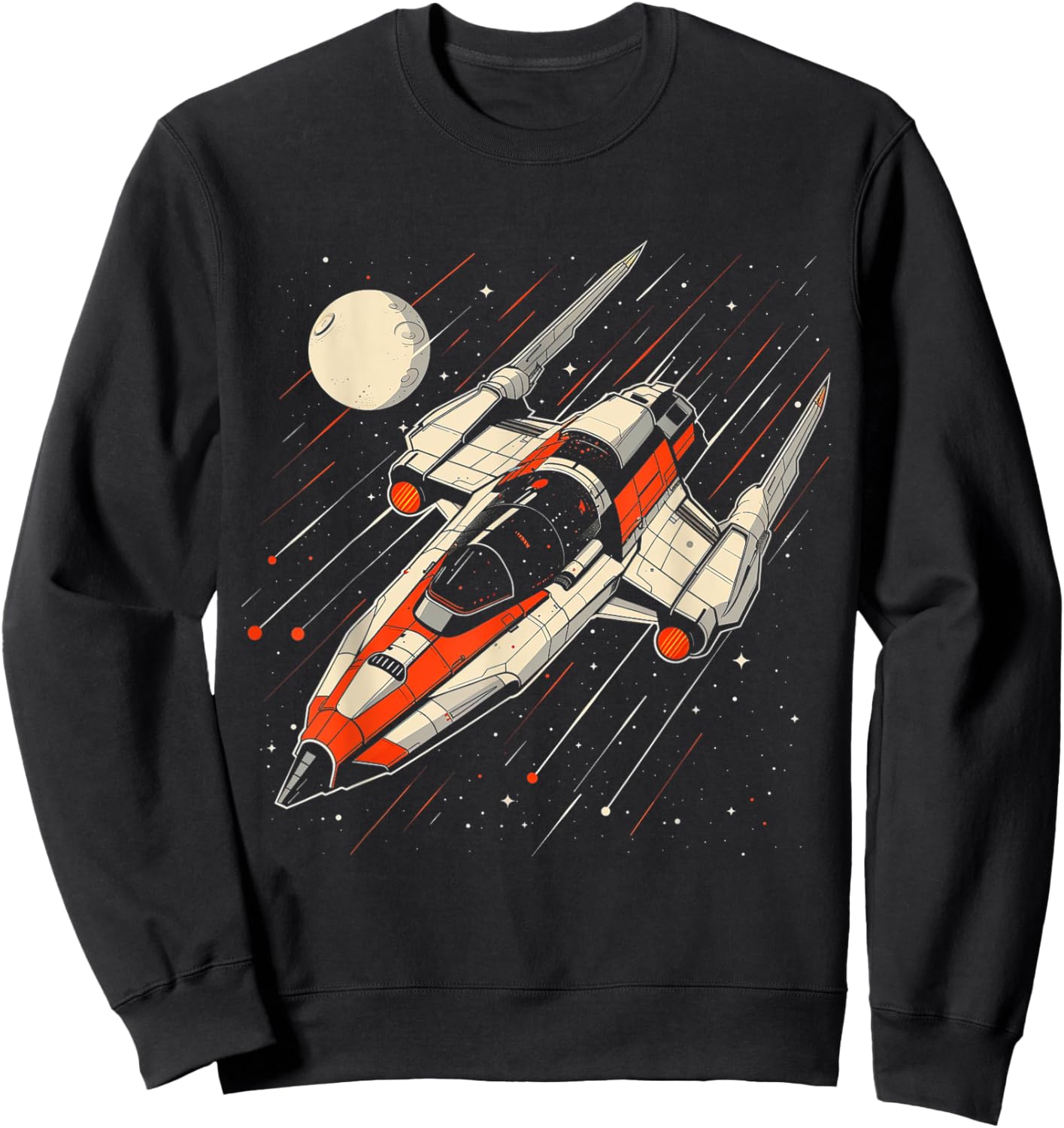 Retro Spaceship Vintage Sweatshirt - Sweatshirt | Black