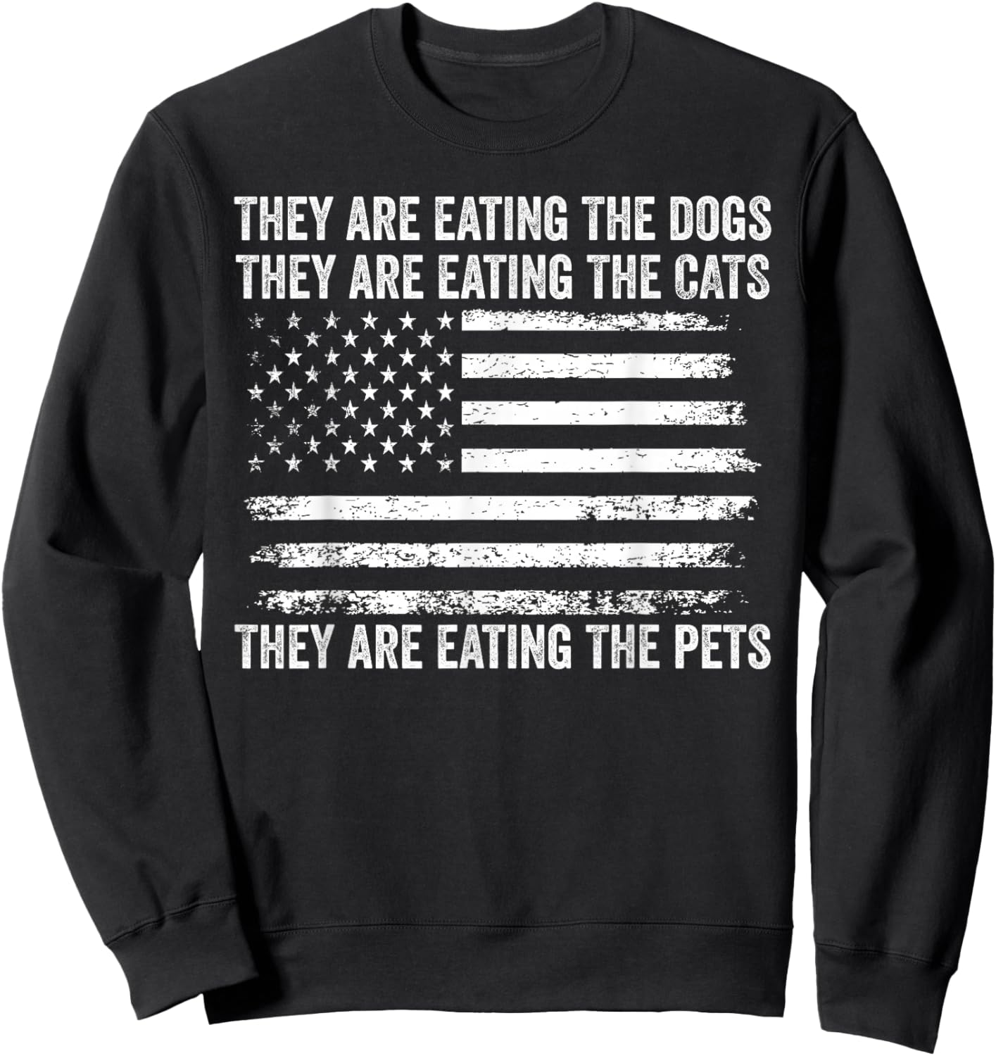 They Are Eating The Dogs The Cats The Pets US Flag Vintage Sweatshirt - Sweatshirt | Black
