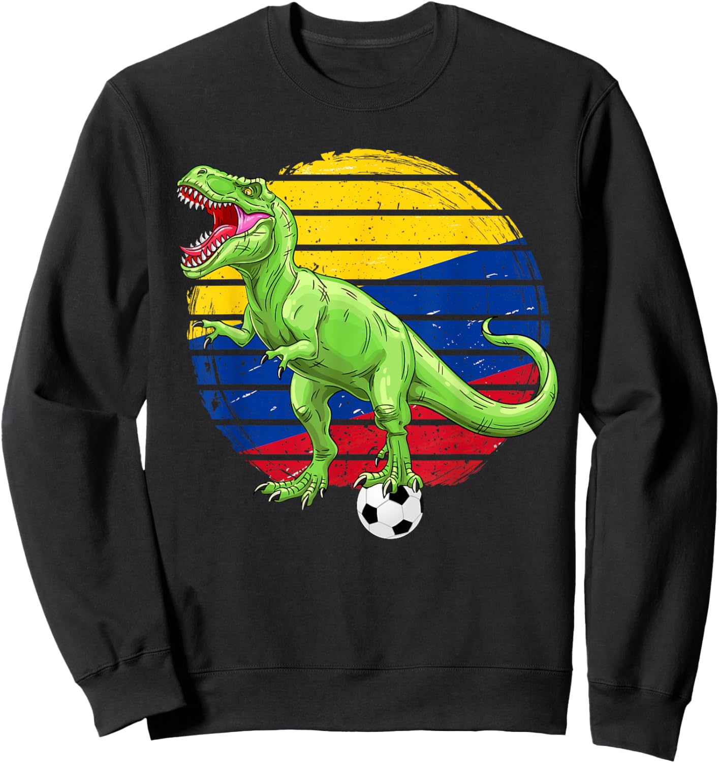 Soccer Dinosaur Trex Colombia Flag Boys Girls Toddler Sweatshirt - Sweatshirt | Black