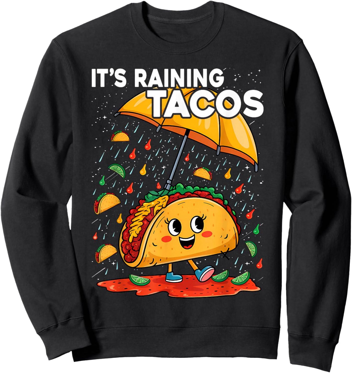 It is Raining Tacos Funny Taco Kids Girls Boys Sweatshirt - Sweatshirt | Black