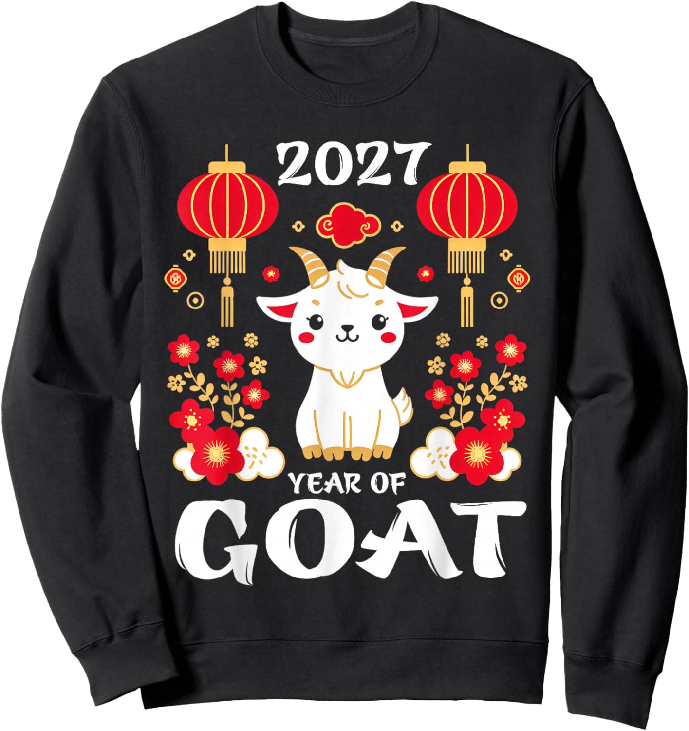 Chinese New Year 2027 Year of The Goat 2027 New Year Kids Sweatshirt - Sweatshirt | Black