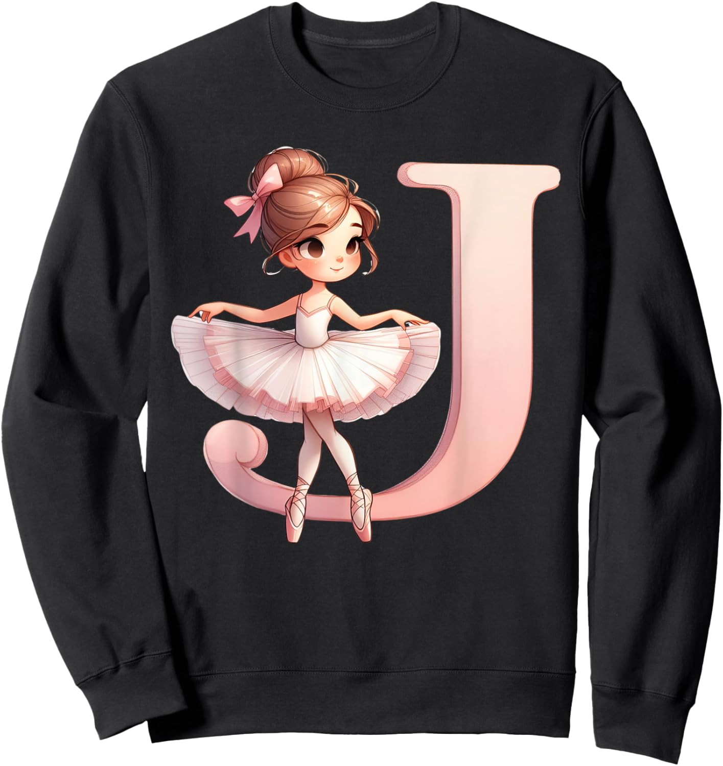 Ballerina Girl Dancing Name First Letter J Girly Tutu Ballet Sweatshirt - Sweatshirt | Black