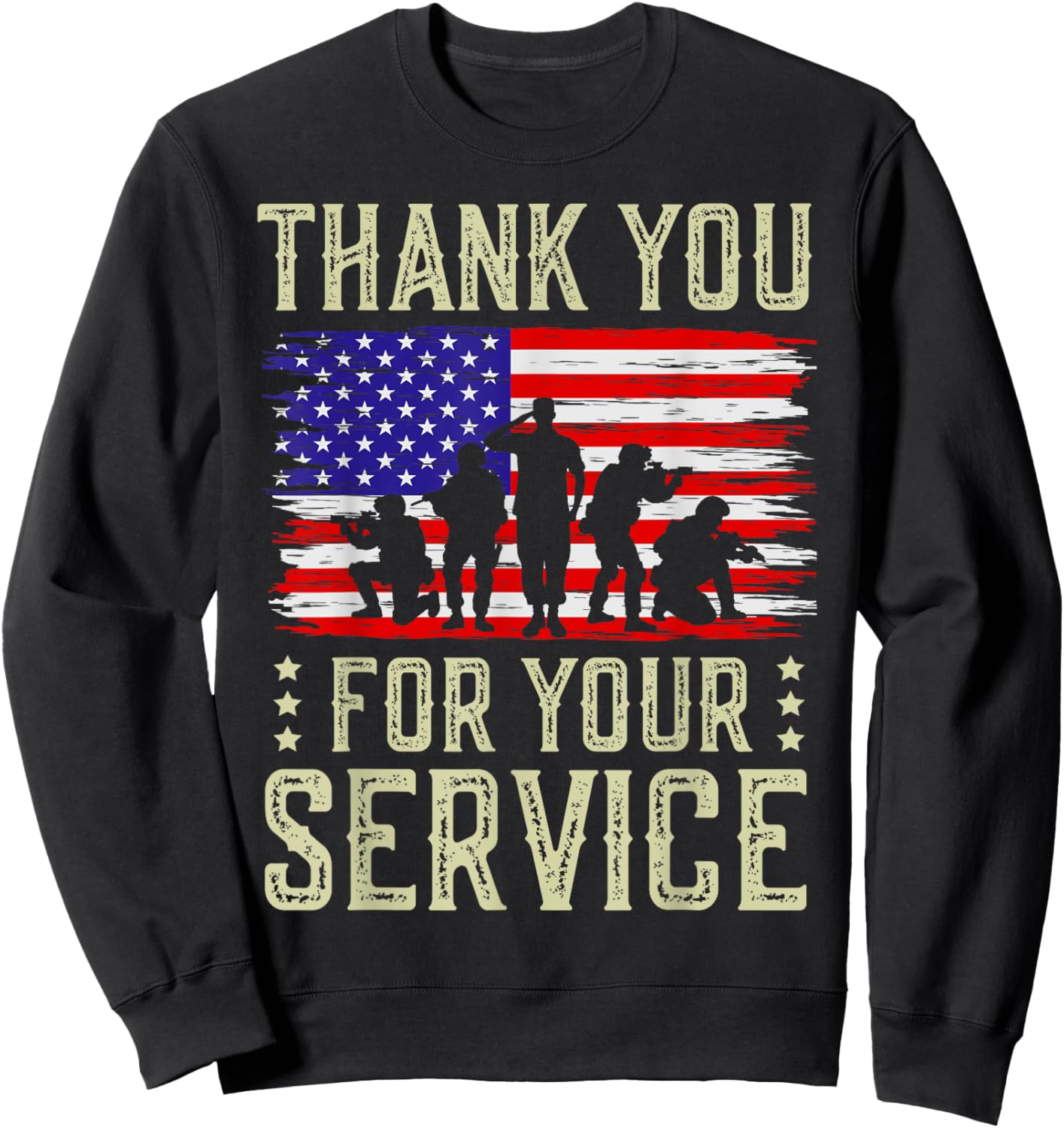 Veteran Thank You For Your Service US Flag Veterans Day Sweatshirt - Sweatshirt | Black