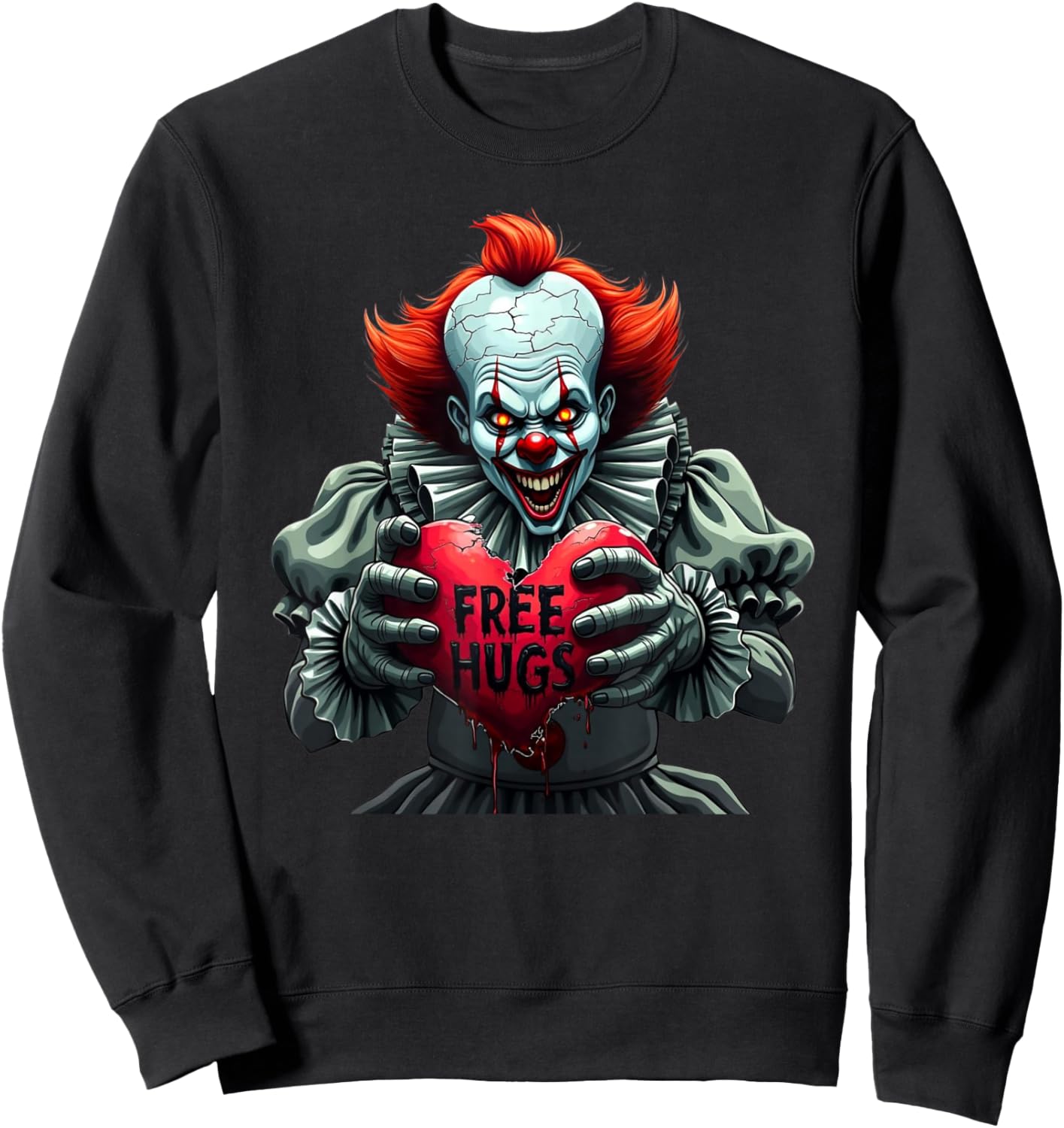 Funny Horror Clown - Free Hugs Gothic Halloween Vibes Sweatshirt - Sweatshirt | Black