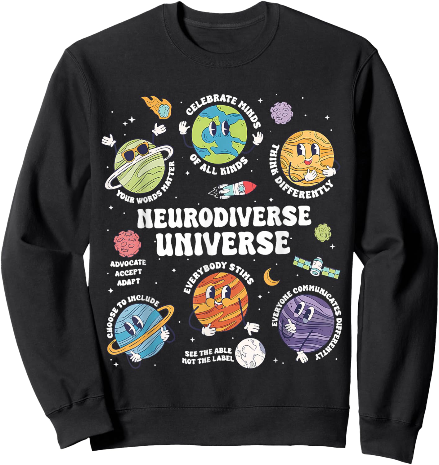 Neurodiverse Universe Special Education Autism Awareness Sweatshirt - Sweatshirt | Black