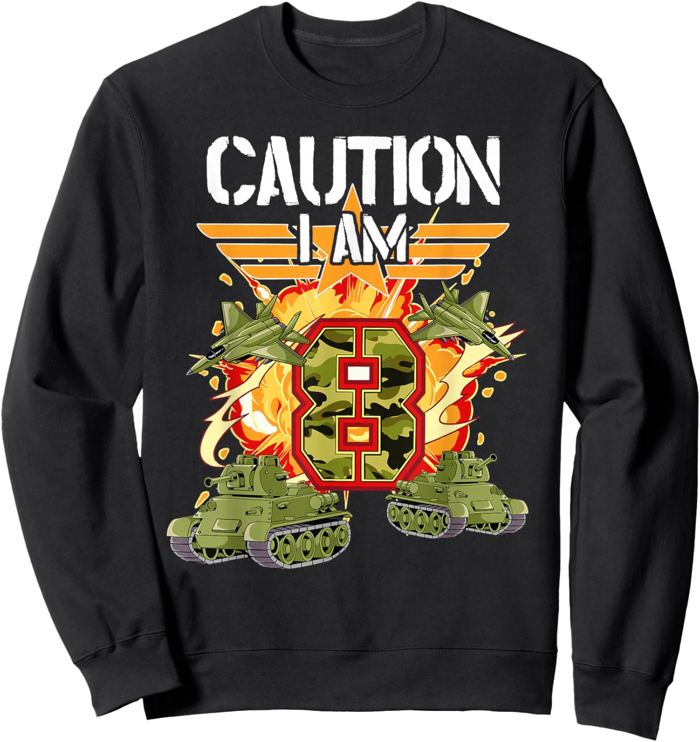 8th Birthday Army Sweatshirt - Sweatshirt | Black