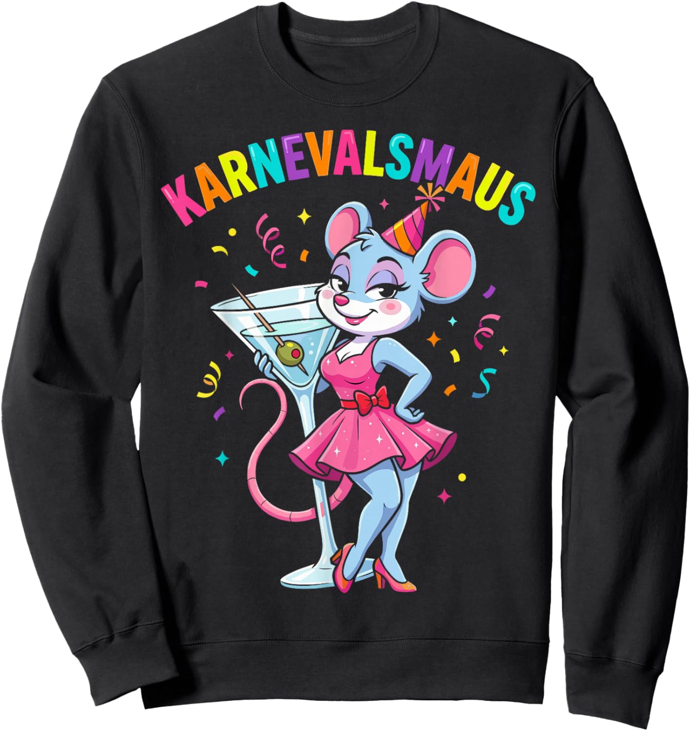 Carnival Mouse Women's Costume Set Cologne Alaaf Red White Sweatshirt - Sweatshirt | Black