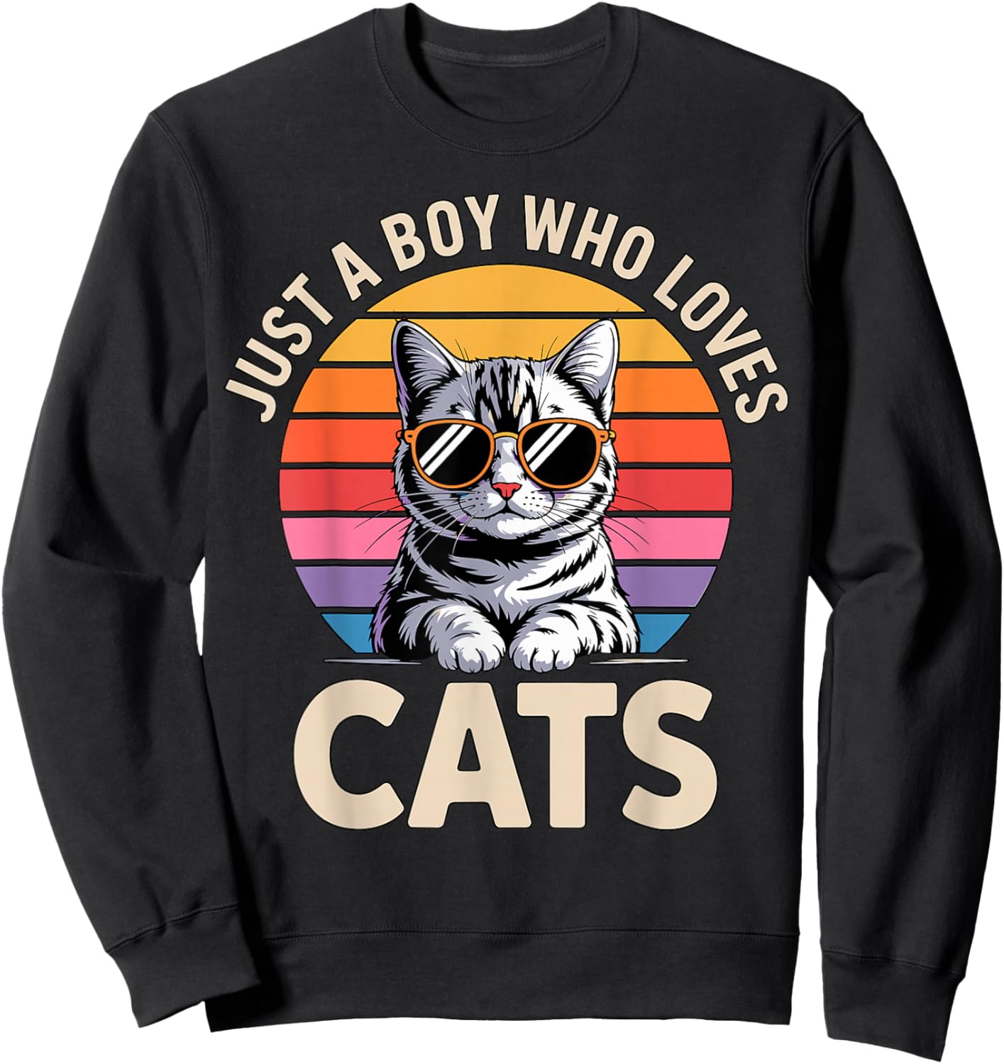 Just a Boy Who Loves Cats Sweatshirt - Sweatshirt | Black