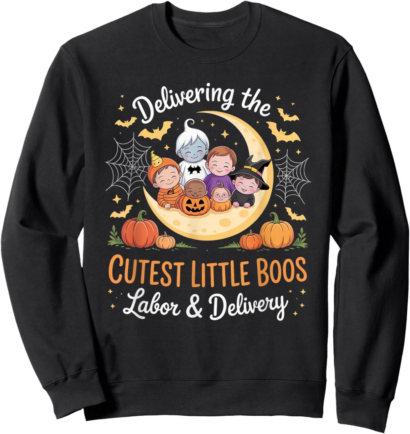 Delivering The Cutest Boos Labor & Delivery Halloween Nurse Sweatshirt - Sweatshirt | Black