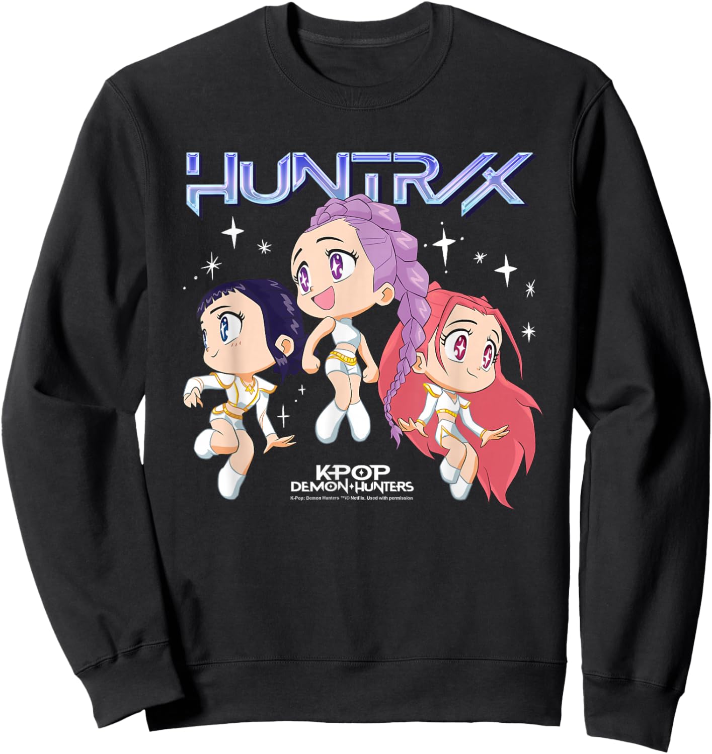 KPop Demon Hunters Huntrix Chibi Group Officially Licensed Sweatshirt - Sweatshirt | Black