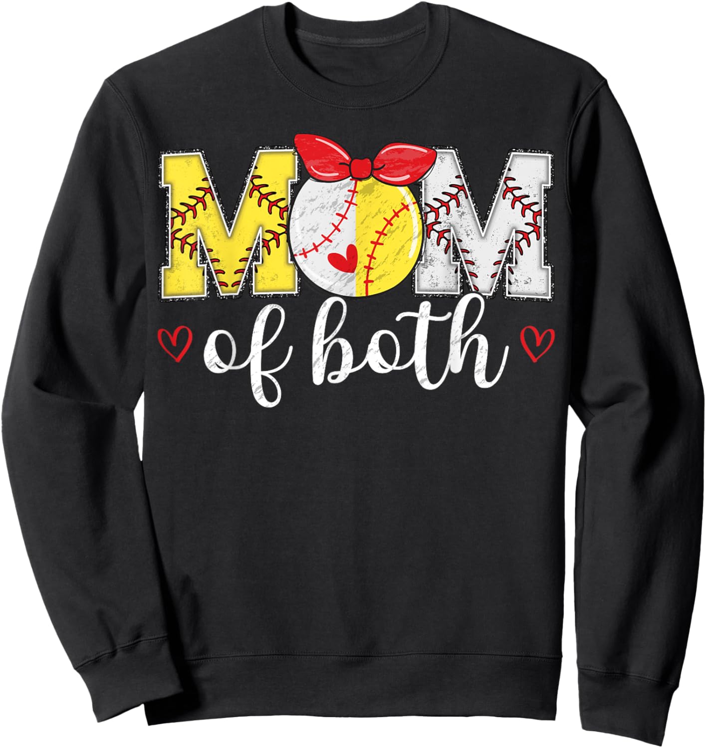 Mom Of Both Funny Baseball Softball Mother's Day Sweatshirt - Sweatshirt | Black