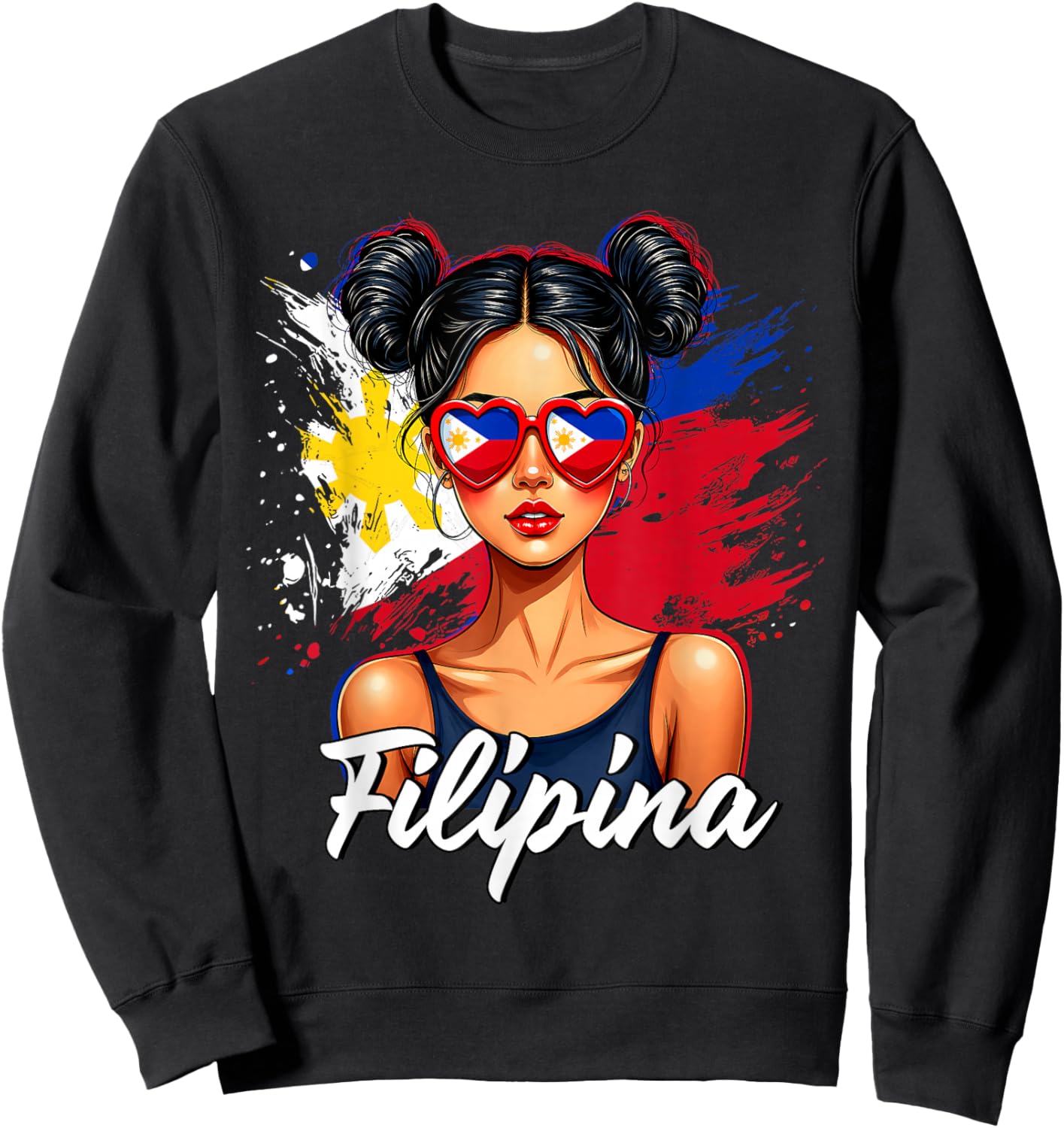 Filipina Flag Filipino Girl Philippines Pinay Women Girls Sweatshirt - Sweatshirt | Black