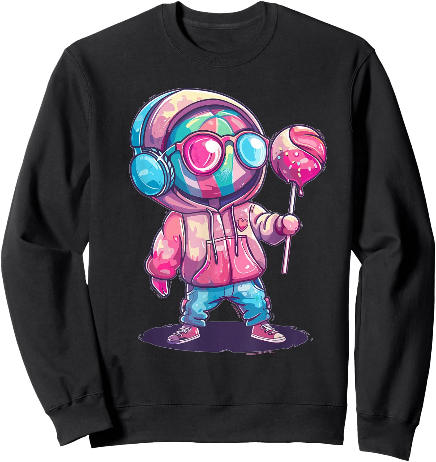 Cute Lollipop With Sunglasses I Kids Lollipop Sweatshirt - Sweatshirt | Black