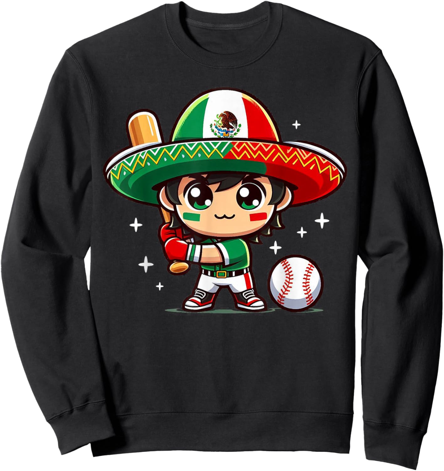 Mexican Baseball Kid - Mexico Child Hitter Batter Pitcher Sweatshirt - Sweatshirt | Black