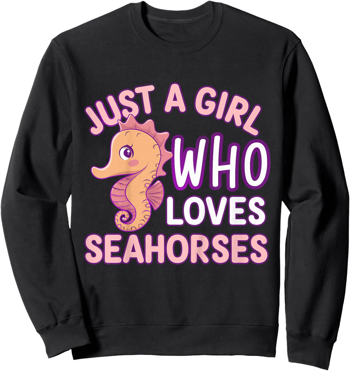 Kids Girl Seahorse Kids Sweatshirt - Sweatshirt | Black