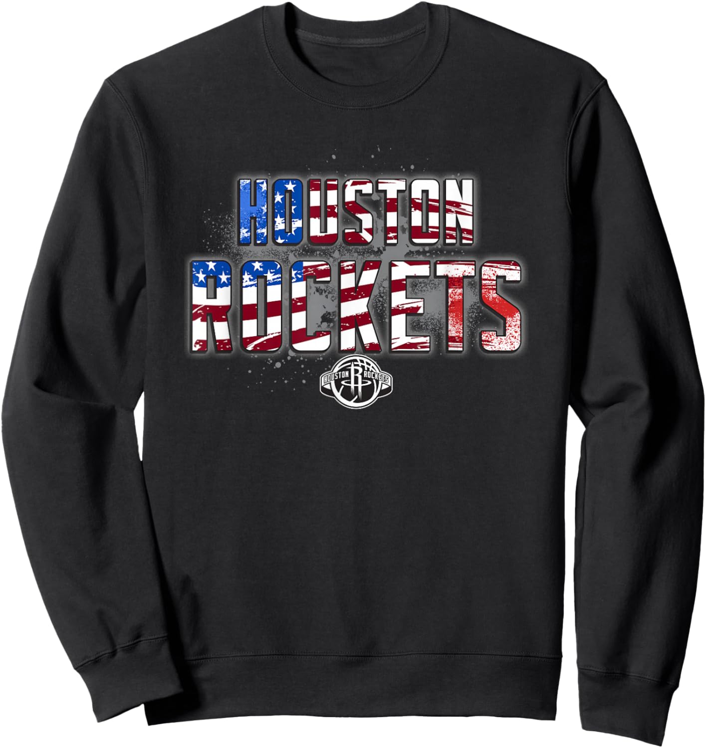 NBA Houston Rockets American Flag Distressed Paint Spill Sweatshirt - Sweatshirt | Black