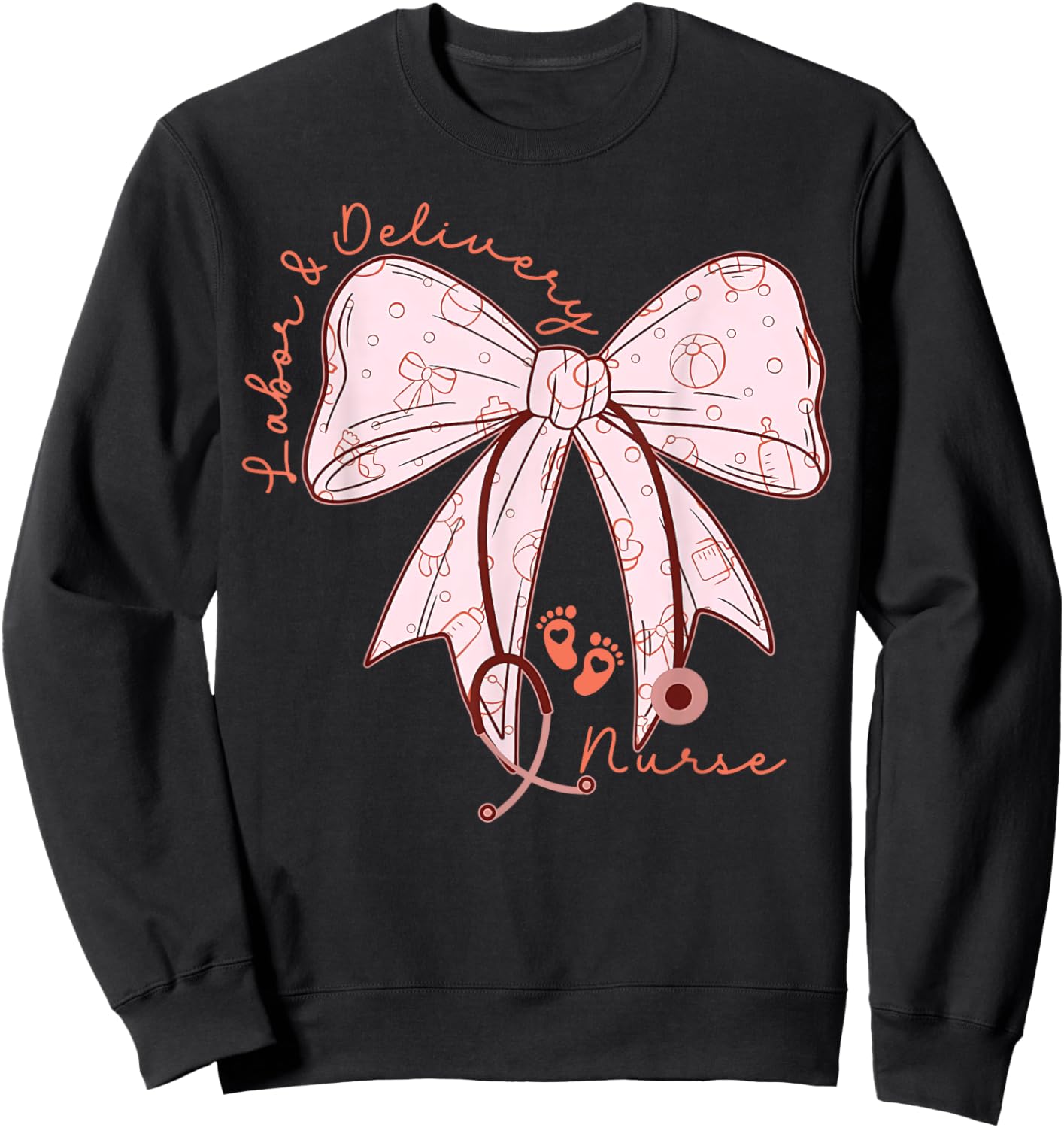 Cute Coquette Bow Labor and Delivery Unit Baby Ob RN Nurse Sweatshirt - Sweatshirt | Black