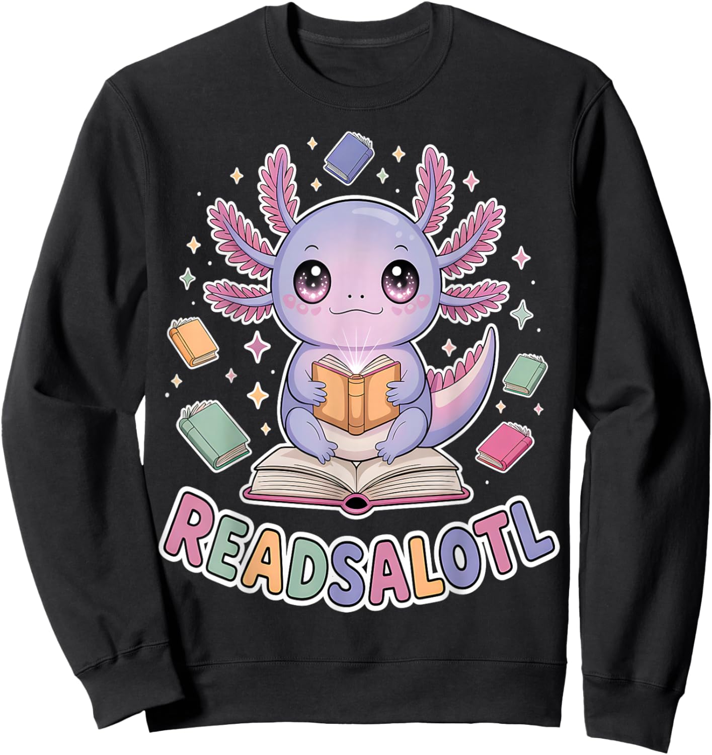 ReadsAlotl Axolotl Book Lover Cute Reading Sweatshirt - Sweatshirt | Black