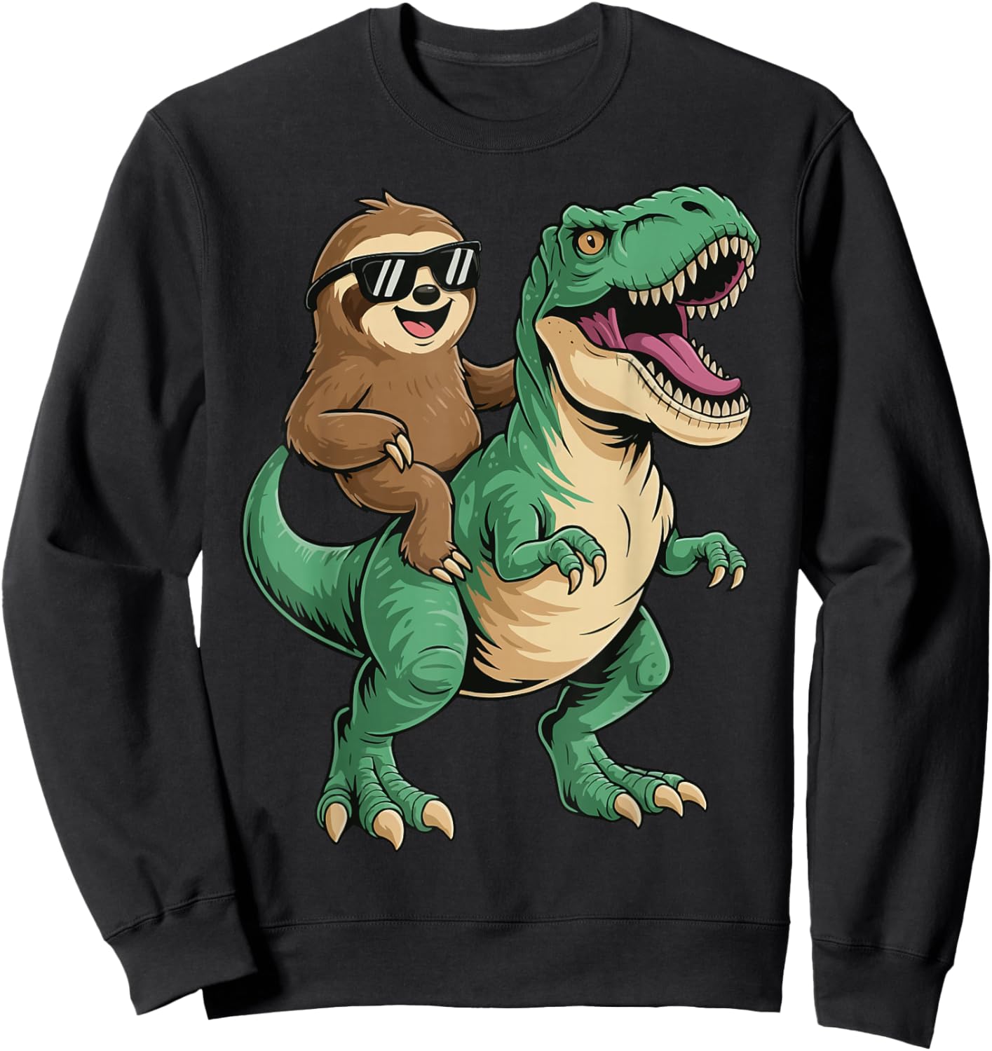 Sloth Riding T-Rex Sweatshirt - Sweatshirt | Black