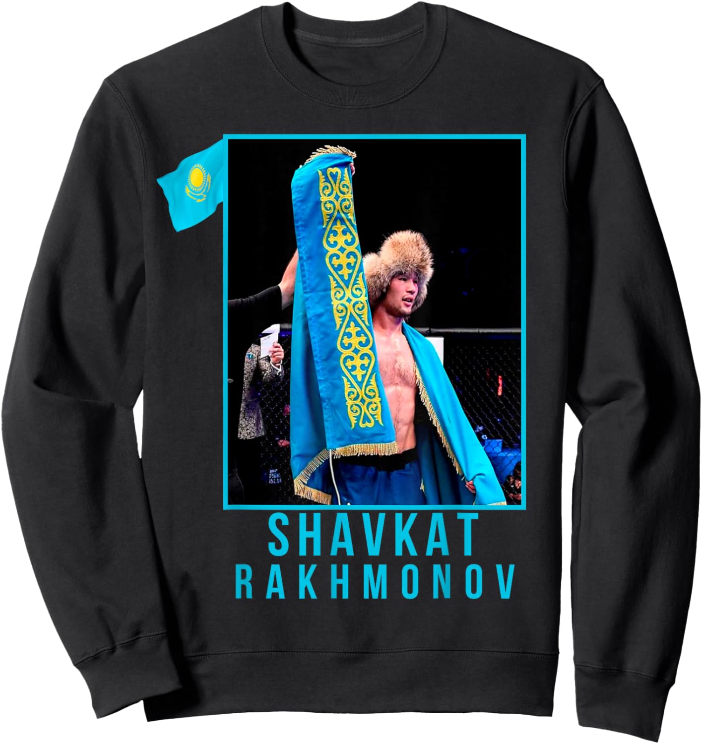 Shavkat Nomad Rakhmonov Champion Mma Kazakhstan Flag Sweatshirt - Sweatshirt | Black