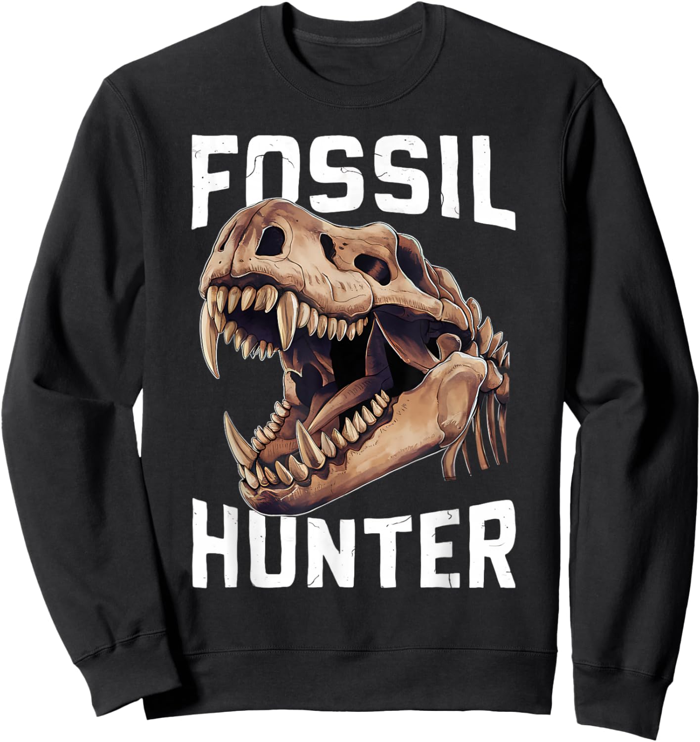 Fossil Hunter Dinosaur Skull Graphic Sweatshirt - Sweatshirt | Black