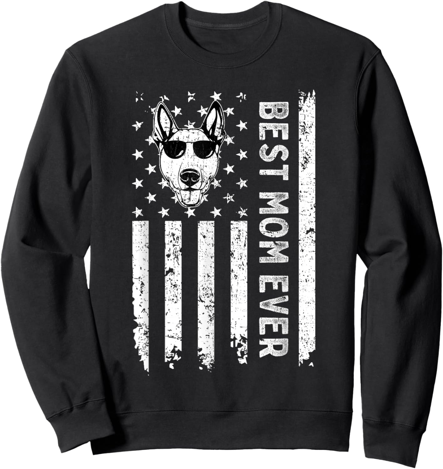 Best Bull Terrier Dog Mom Ever Mothers Day USA Flag Women Kids Sweatshirt - Sweatshirt | Black