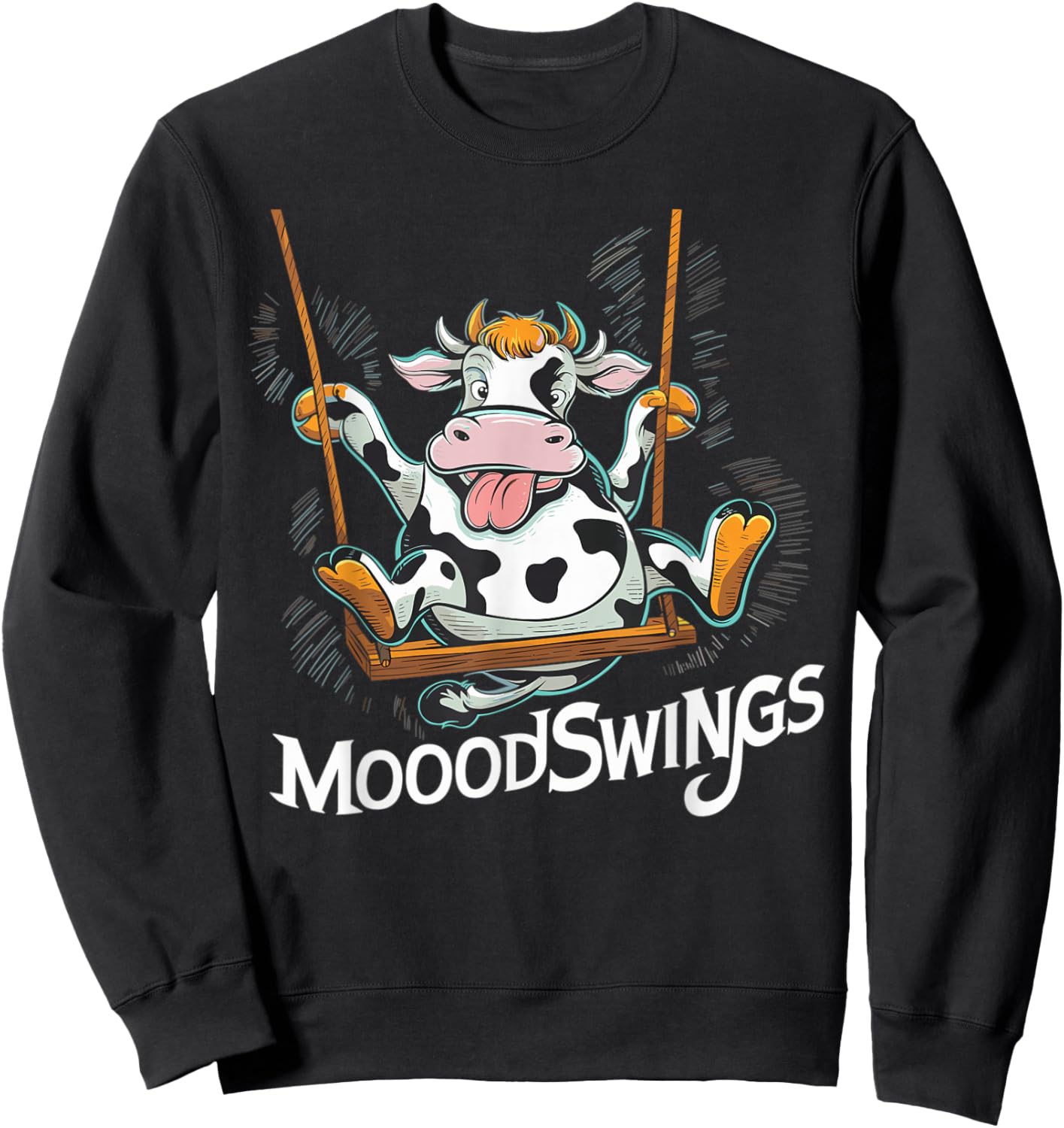 Funny Cow Mood Swings Pun Sweatshirt - Sweatshirt | Black
