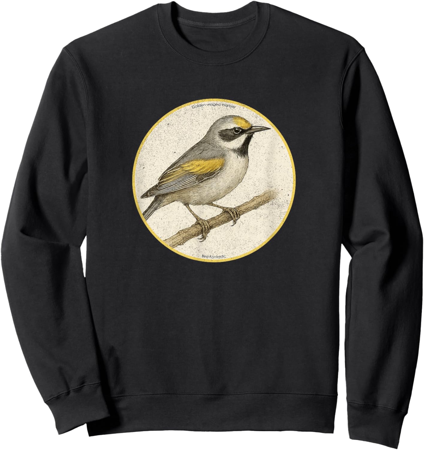 Colorful Retro Golden-Winged Warbler Bird Design Sweatshirt - Sweatshirt | Black