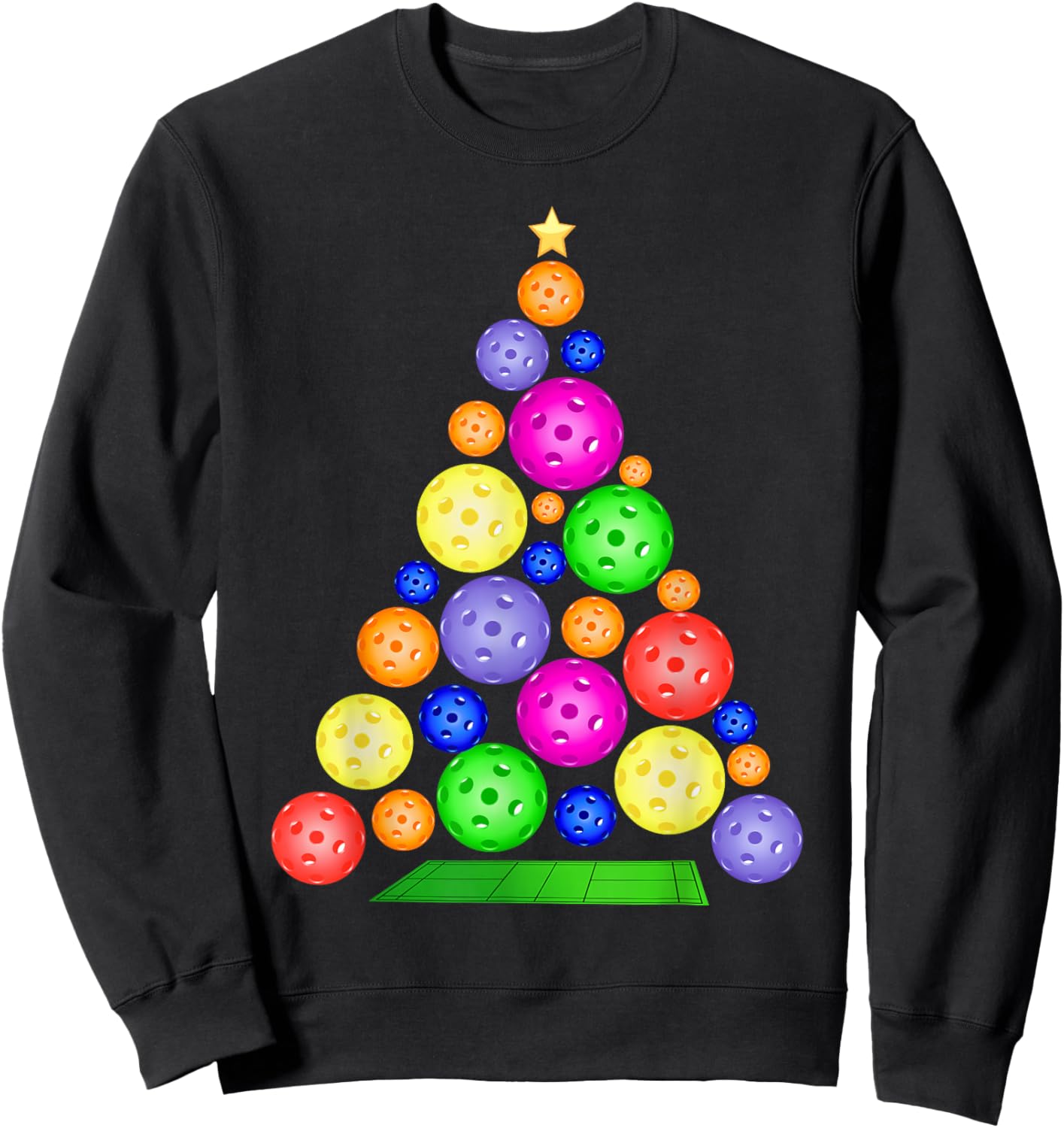 Pickleball Christmas Tree Sweatshirt - Sweatshirt | Black