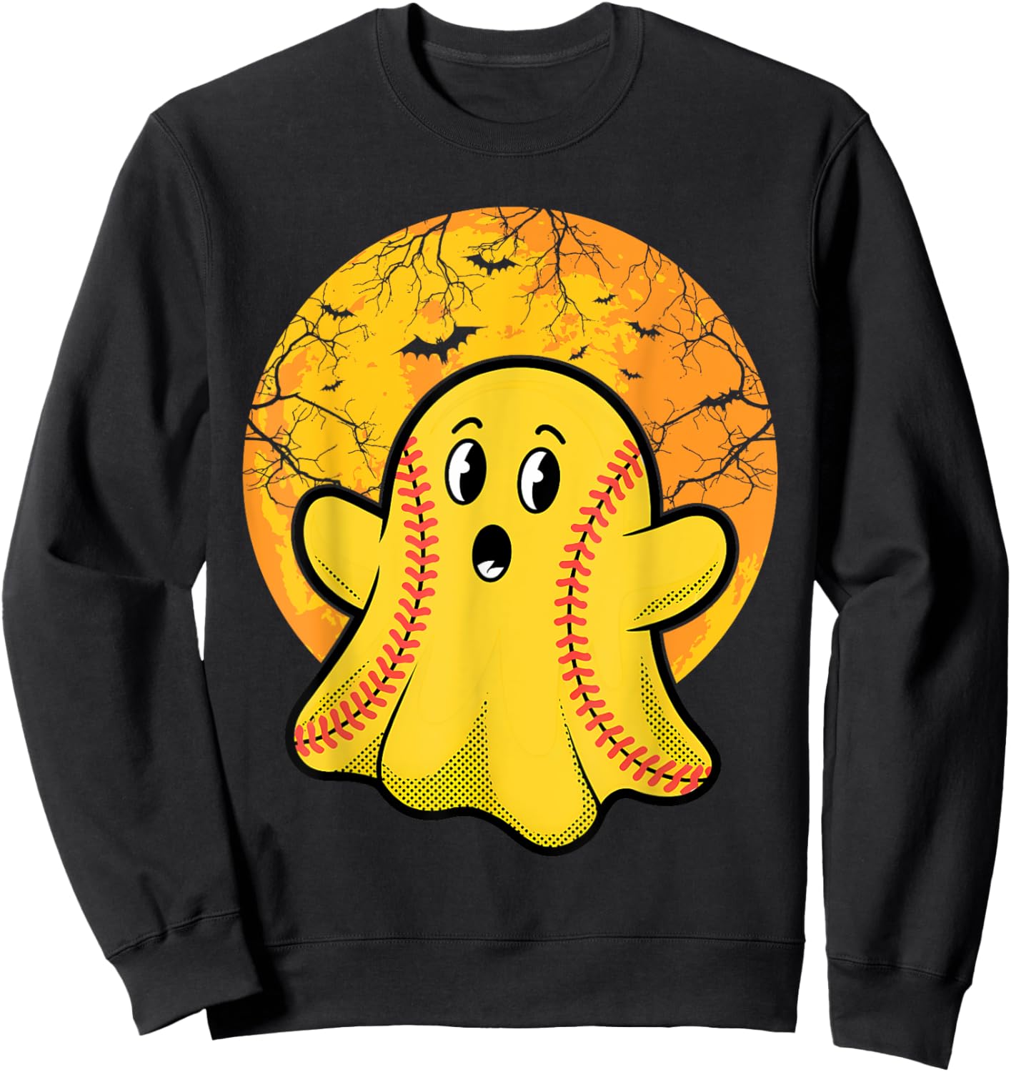 Softball Ghost Softball Lover Halloween Costume Sweatshirt - Sweatshirt | Black