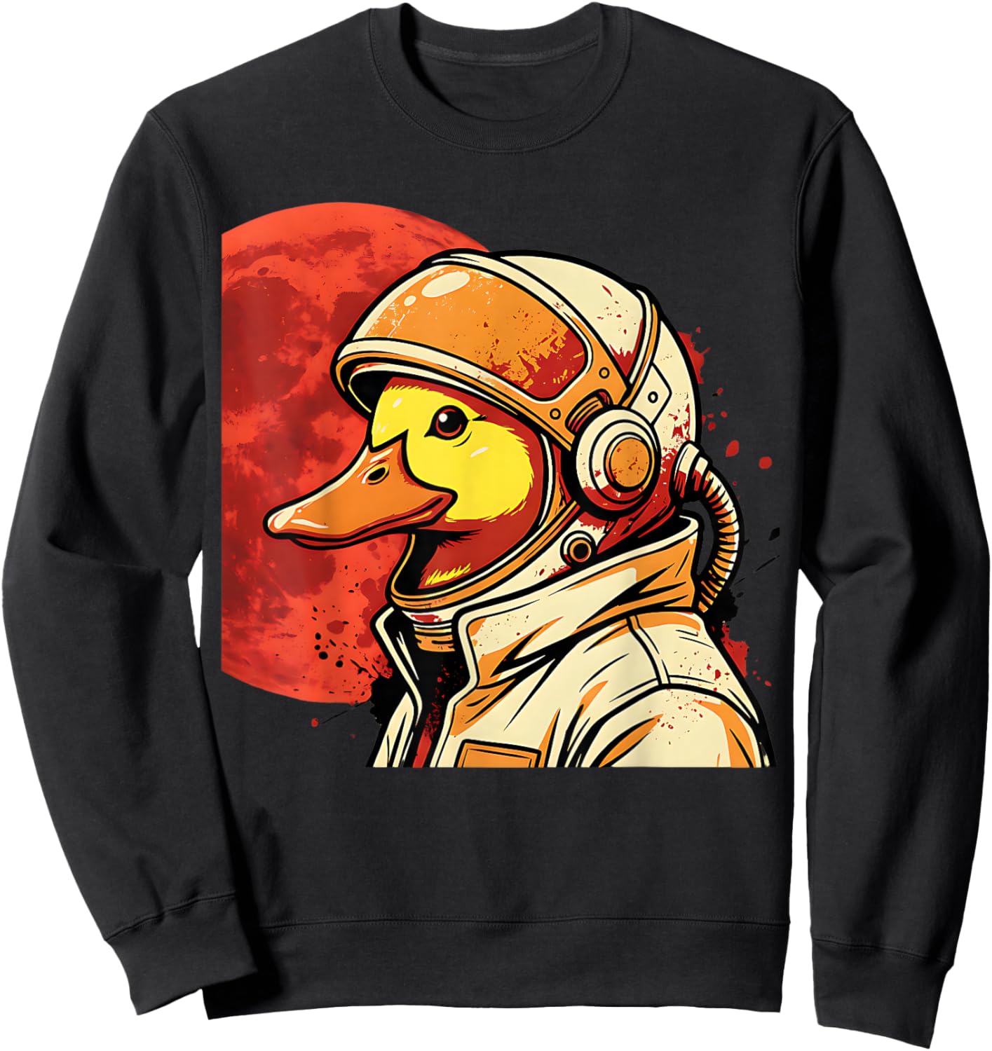 Cute Japanese Retro Space Astronaut Duck Anime Kids Sweatshirt - Sweatshirt | Black