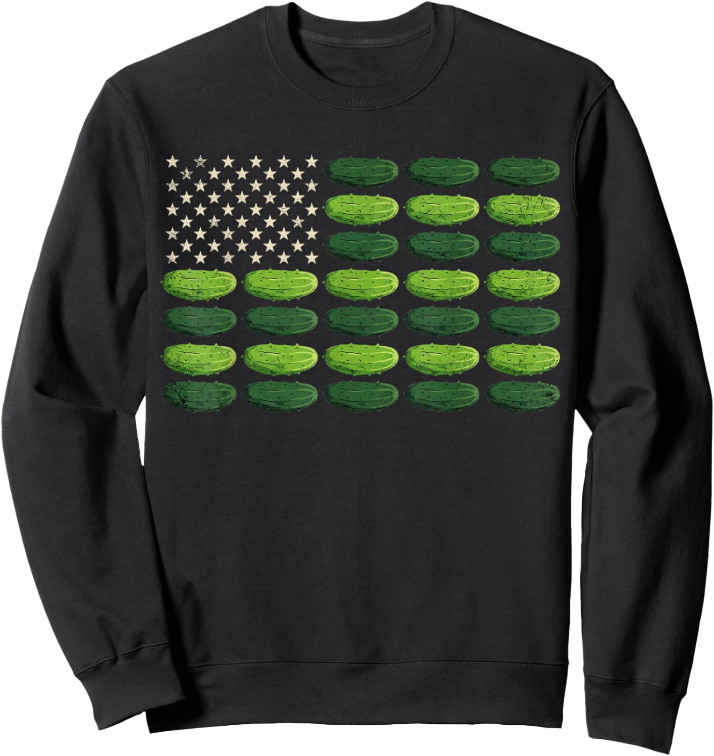 Funny Pickle Cucumber American Flag Pickle Lover 4th of July Sweatshirt - Sweatshirt | Black
