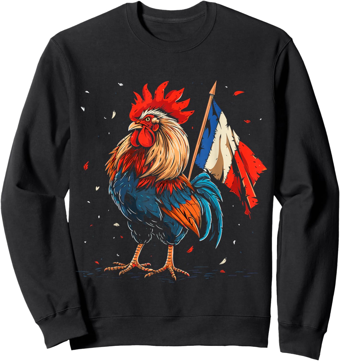 Proud Patriotic French Rooster France Flag Pride Sweatshirt - Sweatshirt | Black