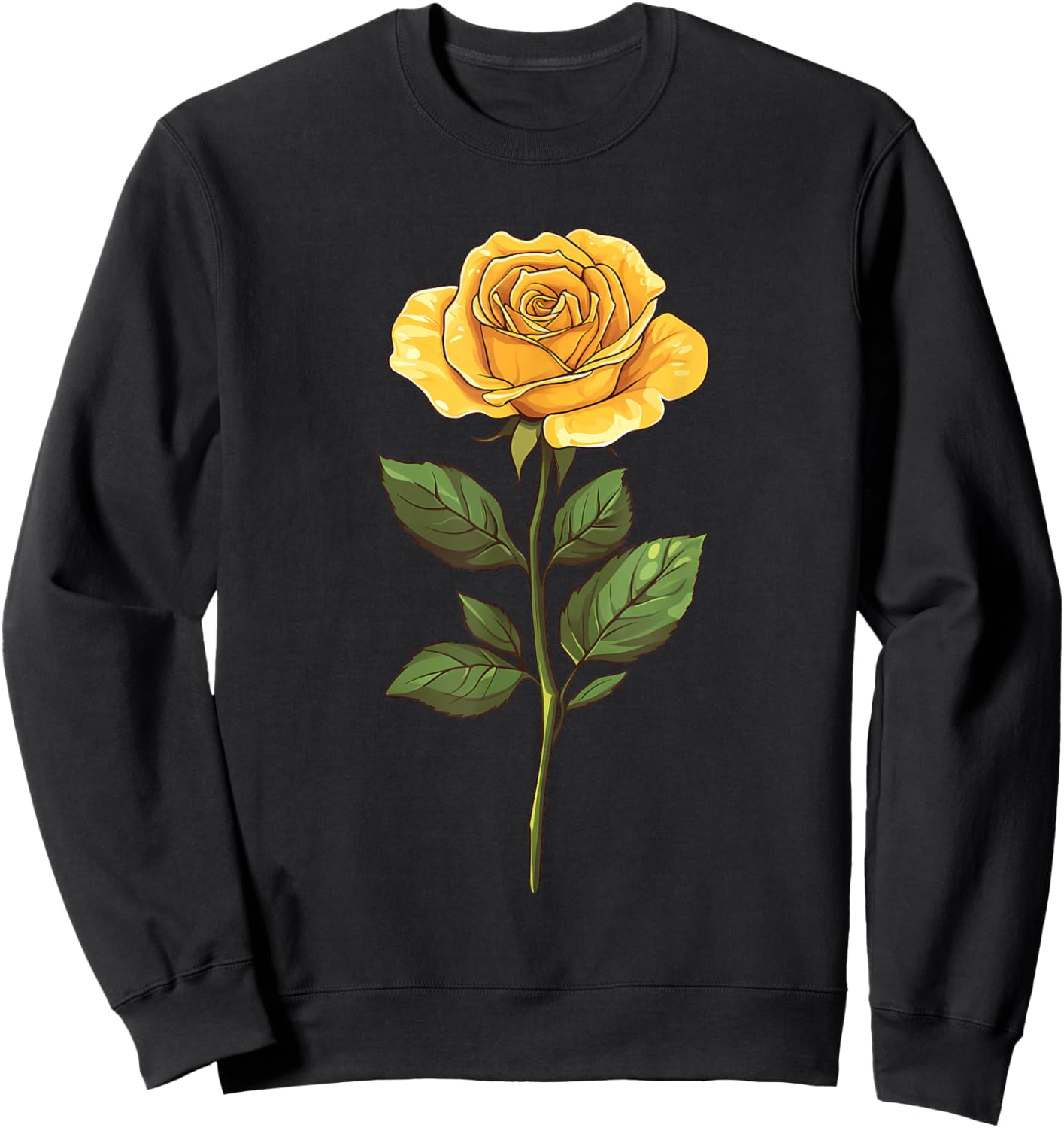 Yellow Rose Graphic Sweatshirt - Sweatshirt | Black