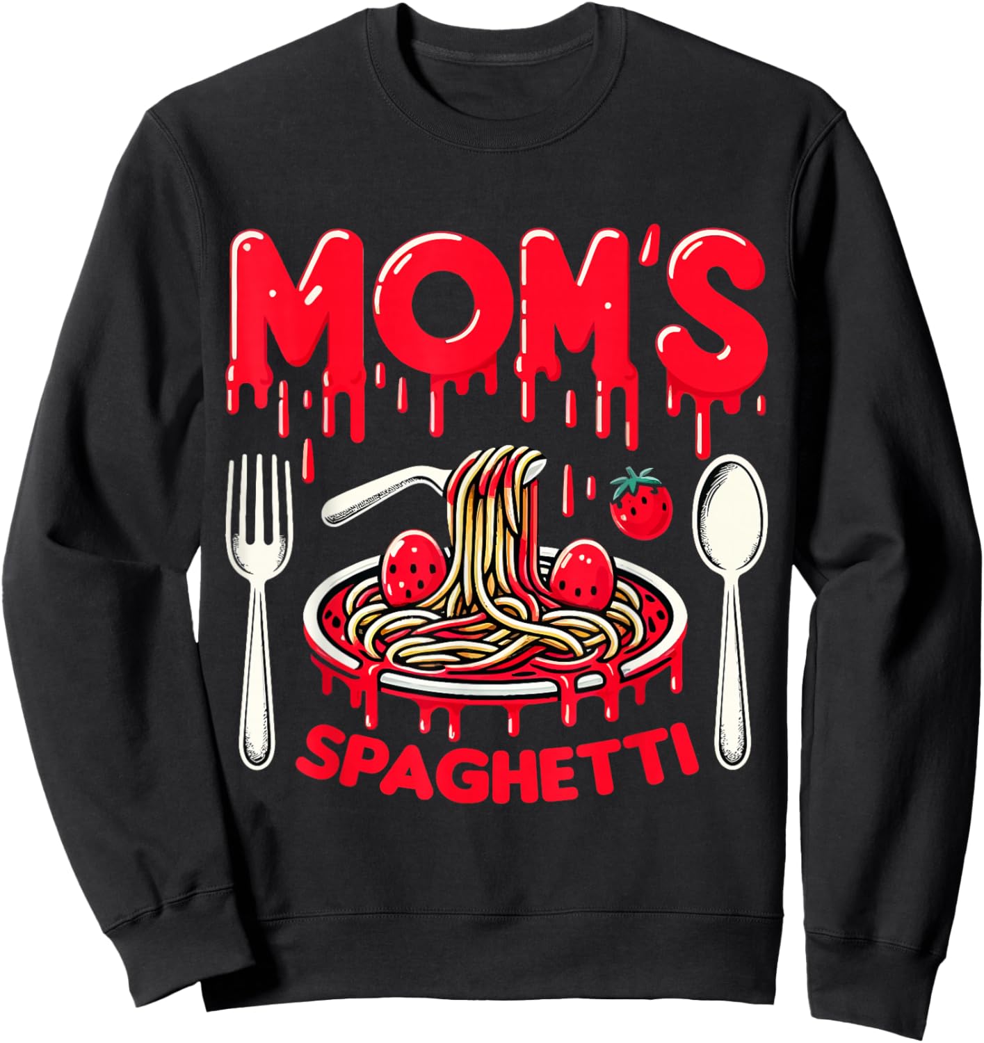 Moms Spaghetti Homemade Cooking Love Sweatshirt - Sweatshirt | Black