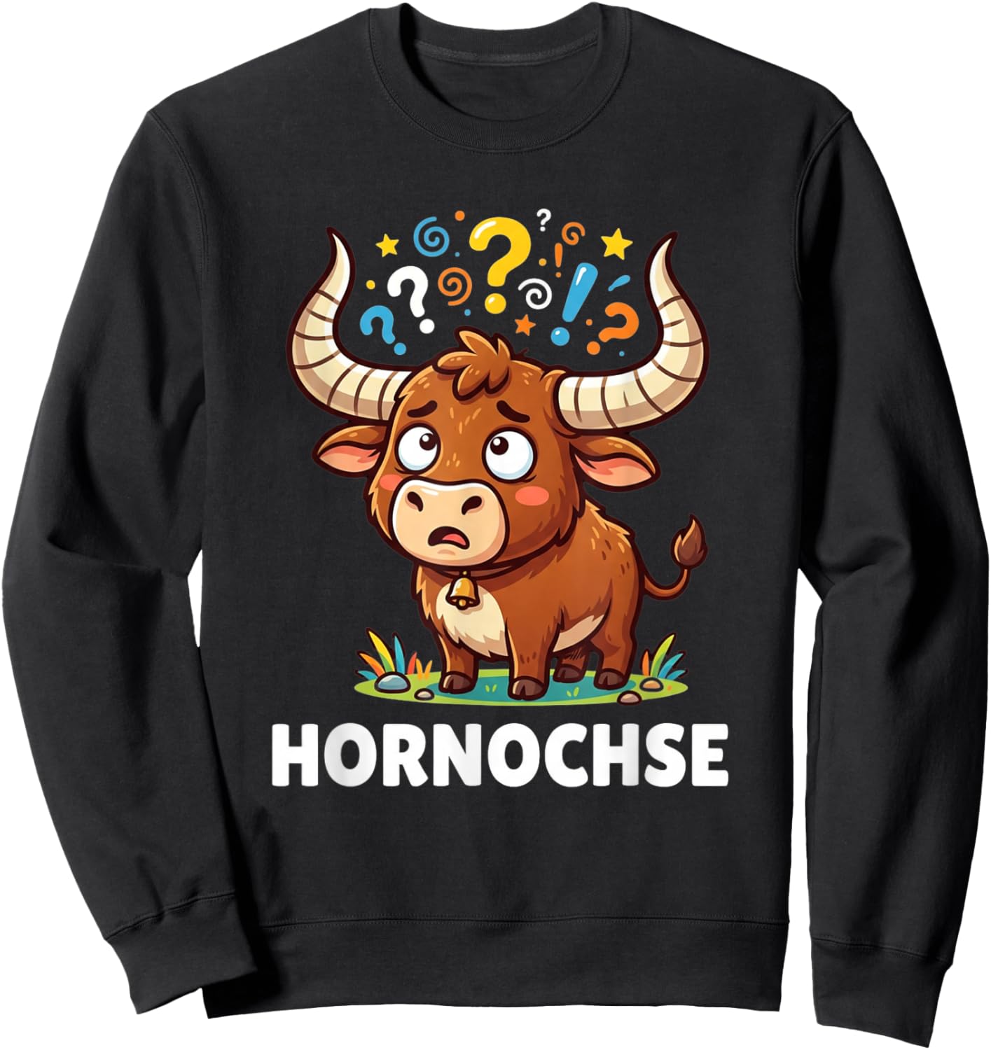 Hornochse Lustiger Verpeilter Ochse Cartoon Spaß Sweatshirt - Sweatshirt | Black