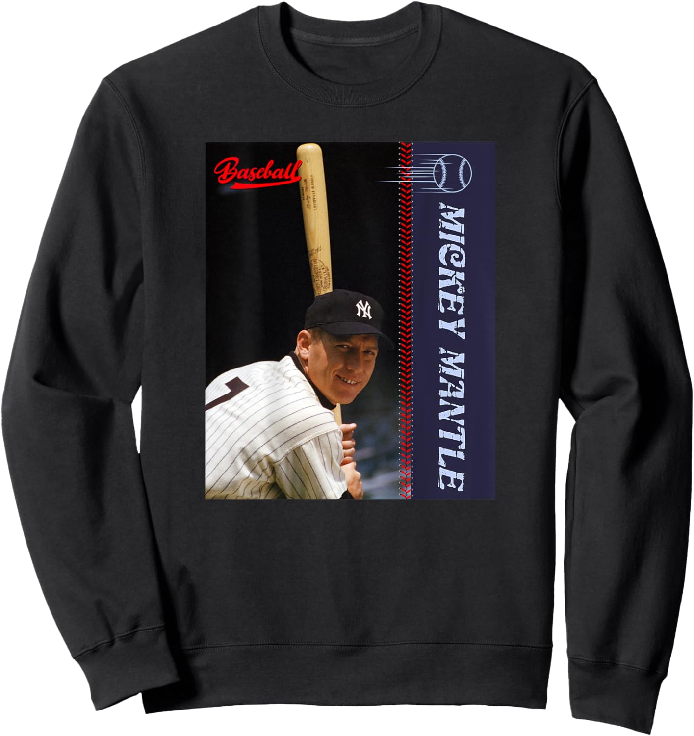 Mickey Mantle_Baseball_001_Back Printed Sweatshirt - Sweatshirt | Black